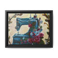Framed Canvas Wall Art — Vintage Sewing Machine with Roses - Framed Print of the Original Grandma's Sewing Machine