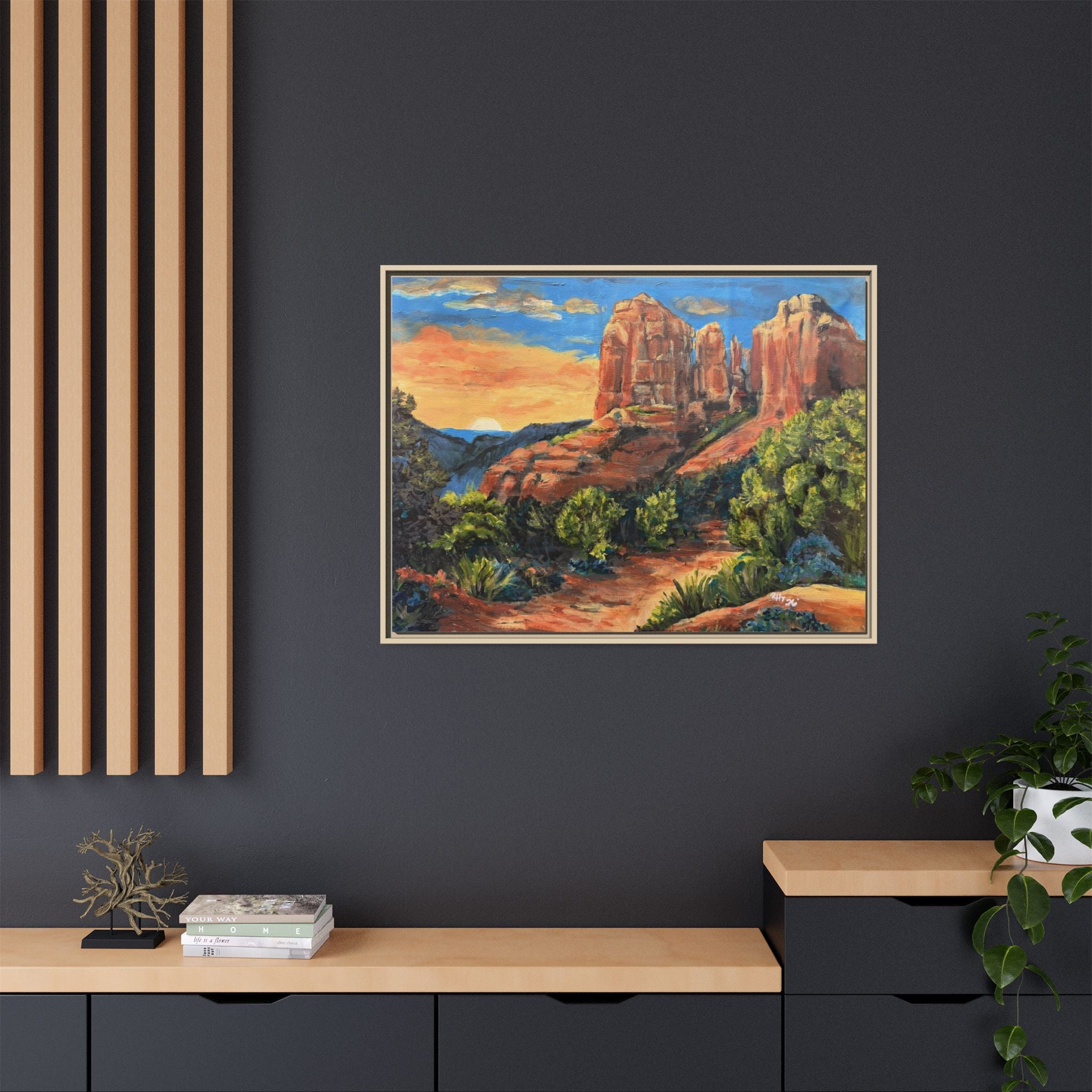 Framed Matte Canvas Desert Path Landscape Wall Art Print of Original