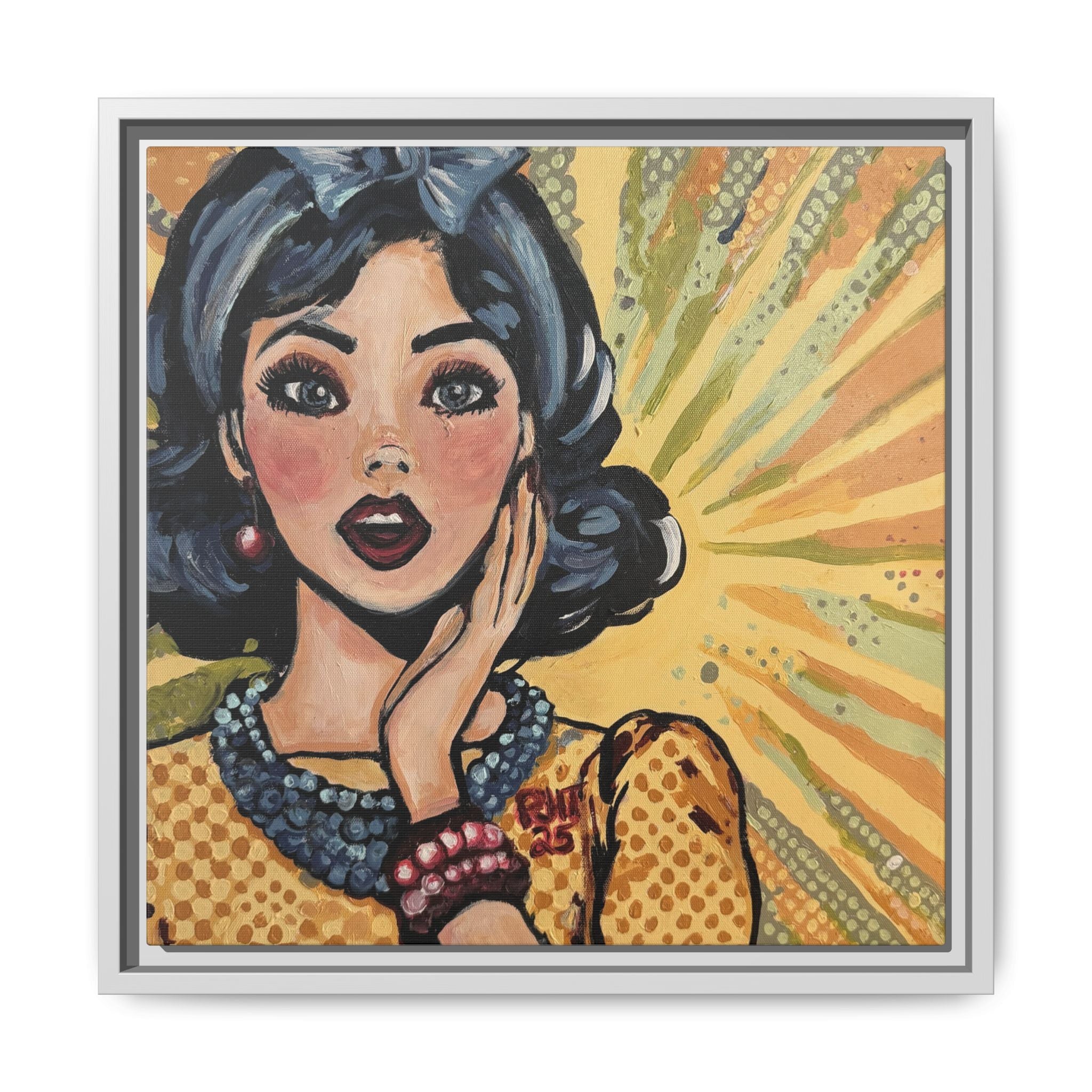 Pop Art Surprise Framed Canvas Print of Original "OMG"