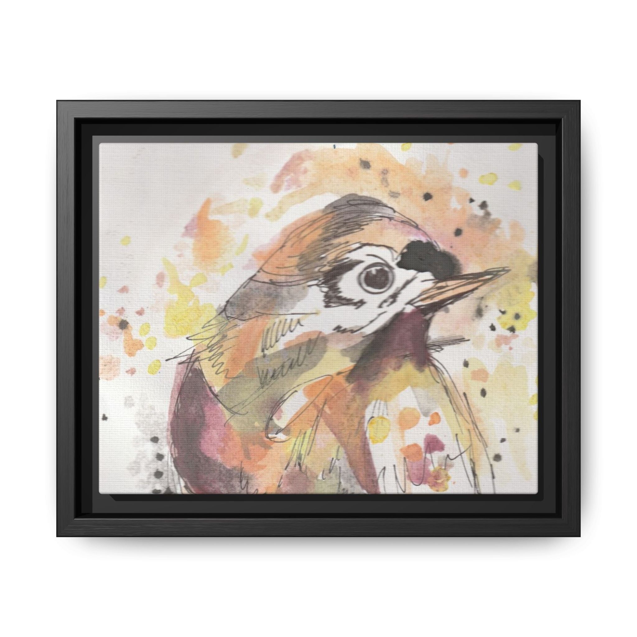 Carolina Wren Watercolor Songbird Framed Art Print of Original — Matte Canvas Wall Decor
