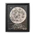 Framed Moon Canvas Print of Original Night Moon— Vintage Lunar Wall Art
