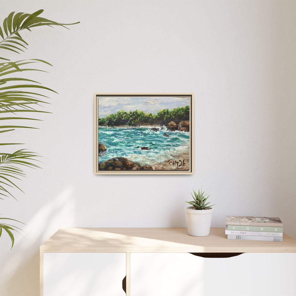 Framed Matte Canvas Print — Down By The Bay Print of Original - Turquoise Ocean Seascape Painting