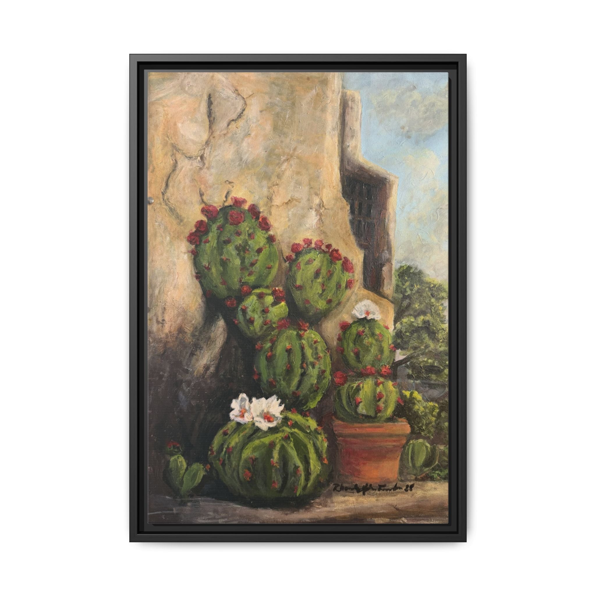 Matte Canvas Print of Original Desert Bloom, Framed (Multi-color)