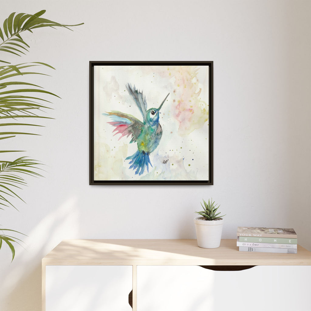 Higher Hummingbird Watercolor Framed Canvas Print of Original — Multicolor Matte Wall Art