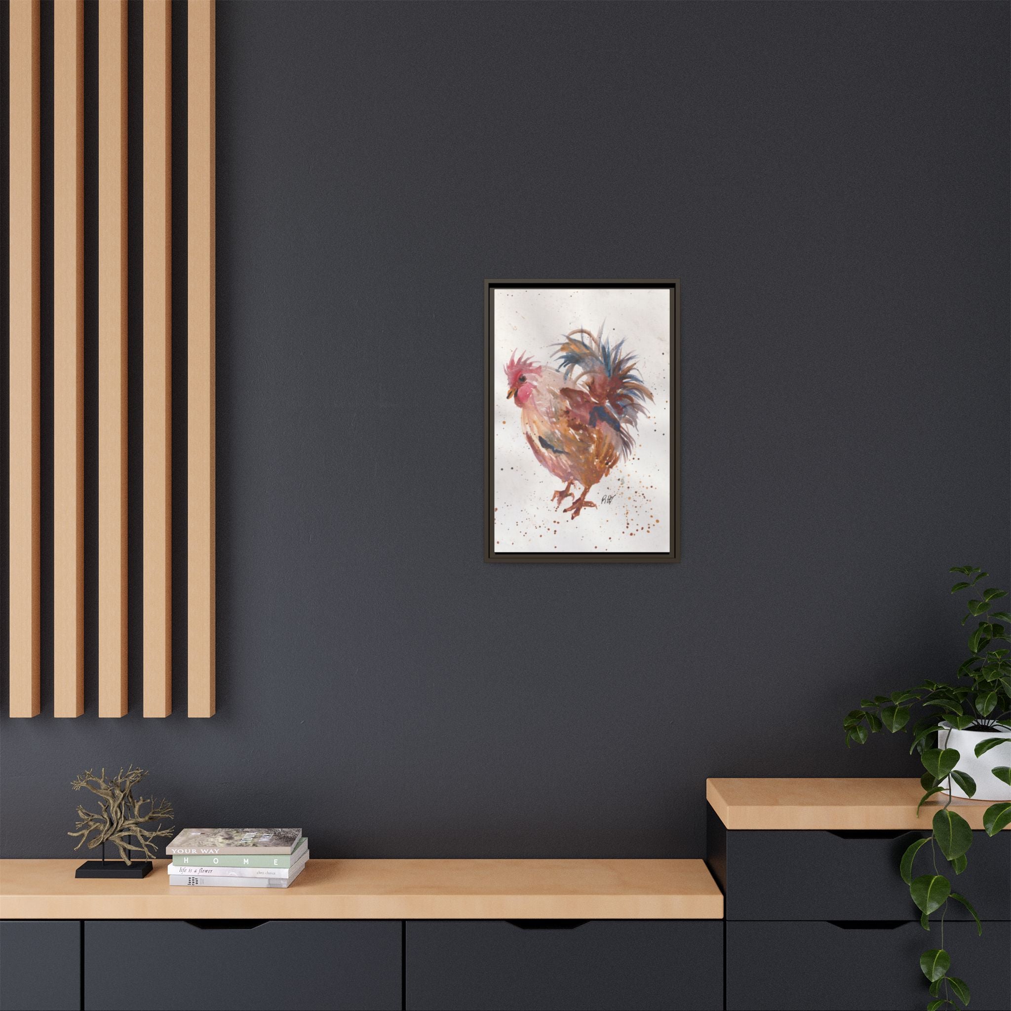 Watercolor Matte Canvas Print of Original Henrietta — Framed Farmhouse Wall Art