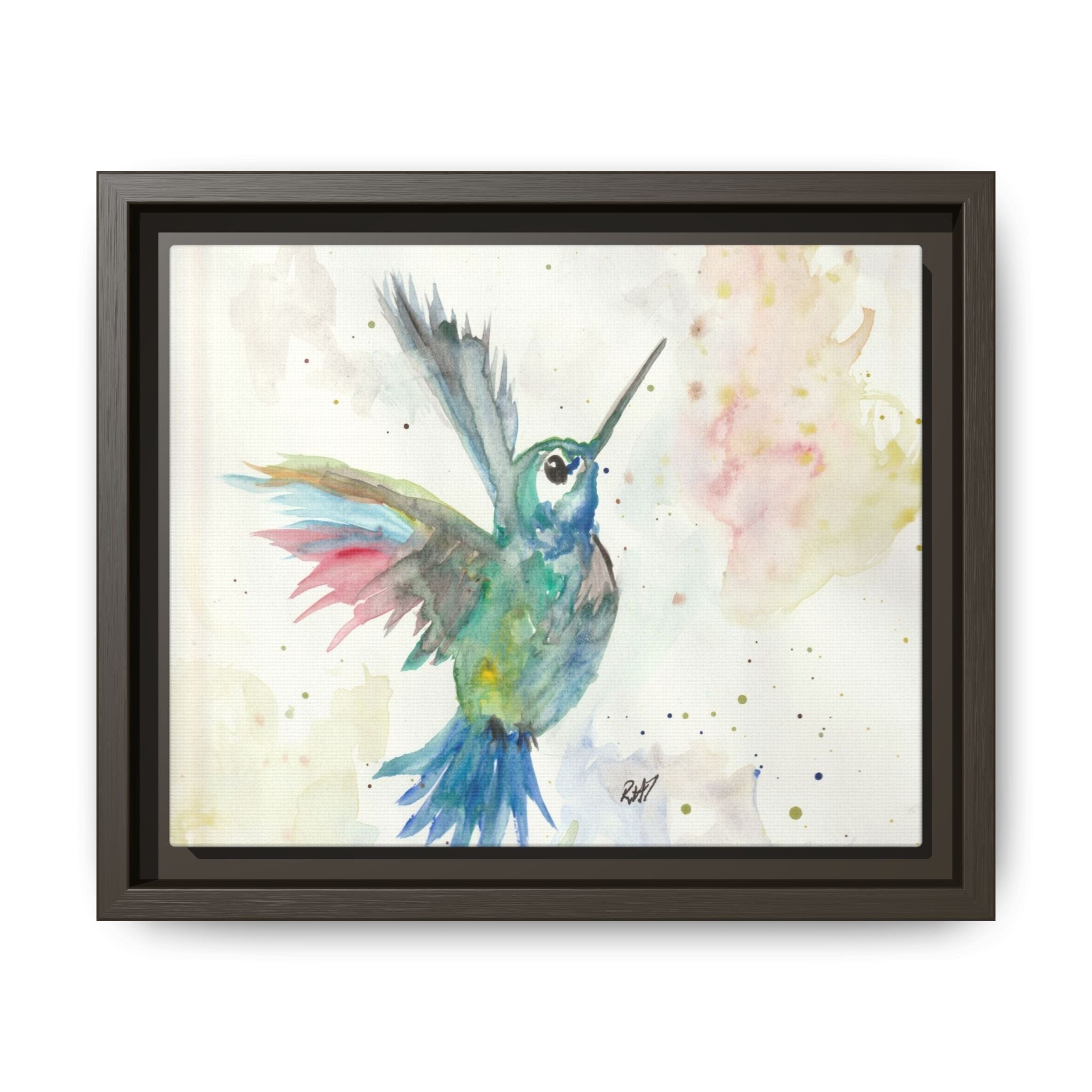 Higher Hummingbird Watercolor Framed Canvas Print of Original — Multicolor Matte Wall Art
