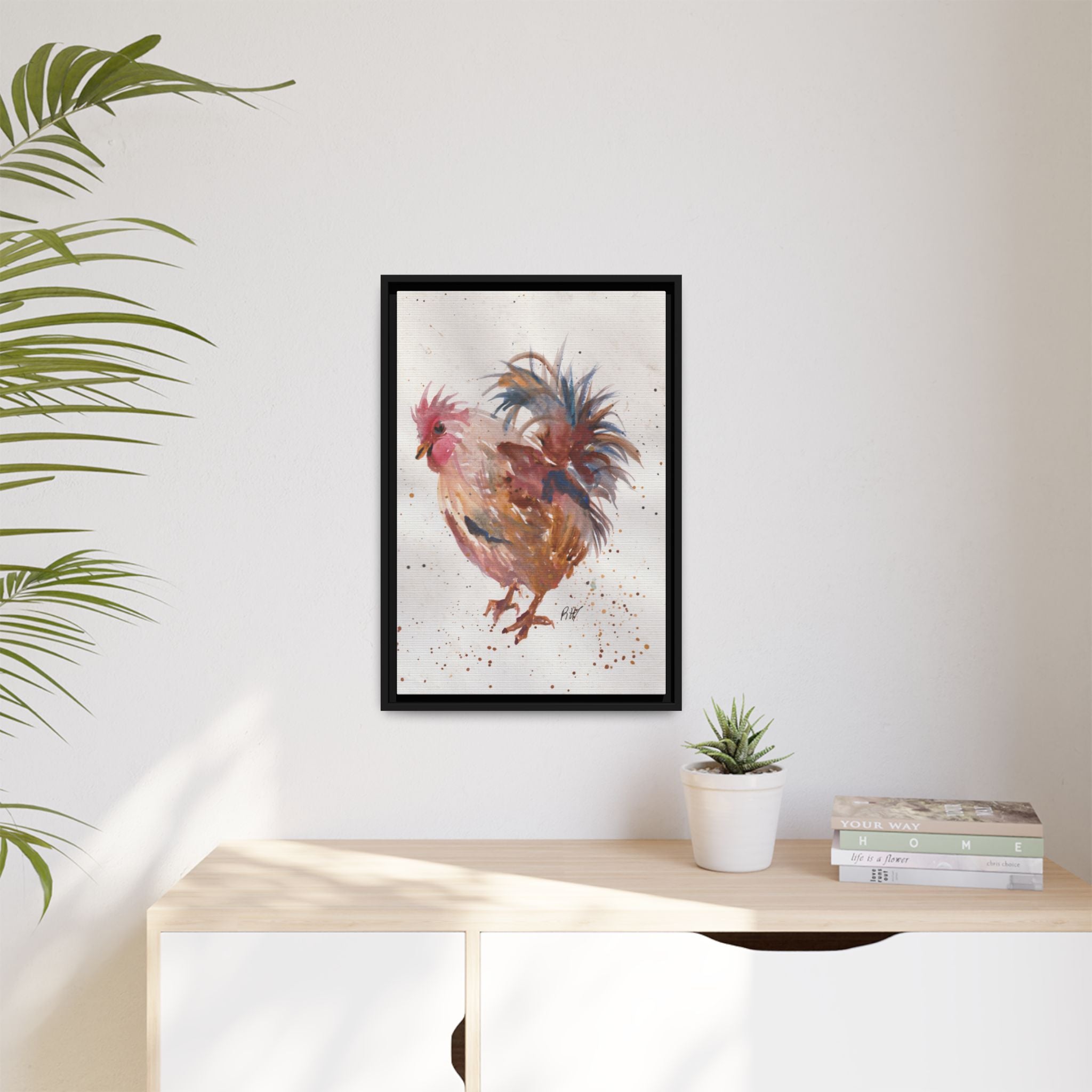 Watercolor Matte Canvas Print of Original Henrietta — Framed Farmhouse Wall Art