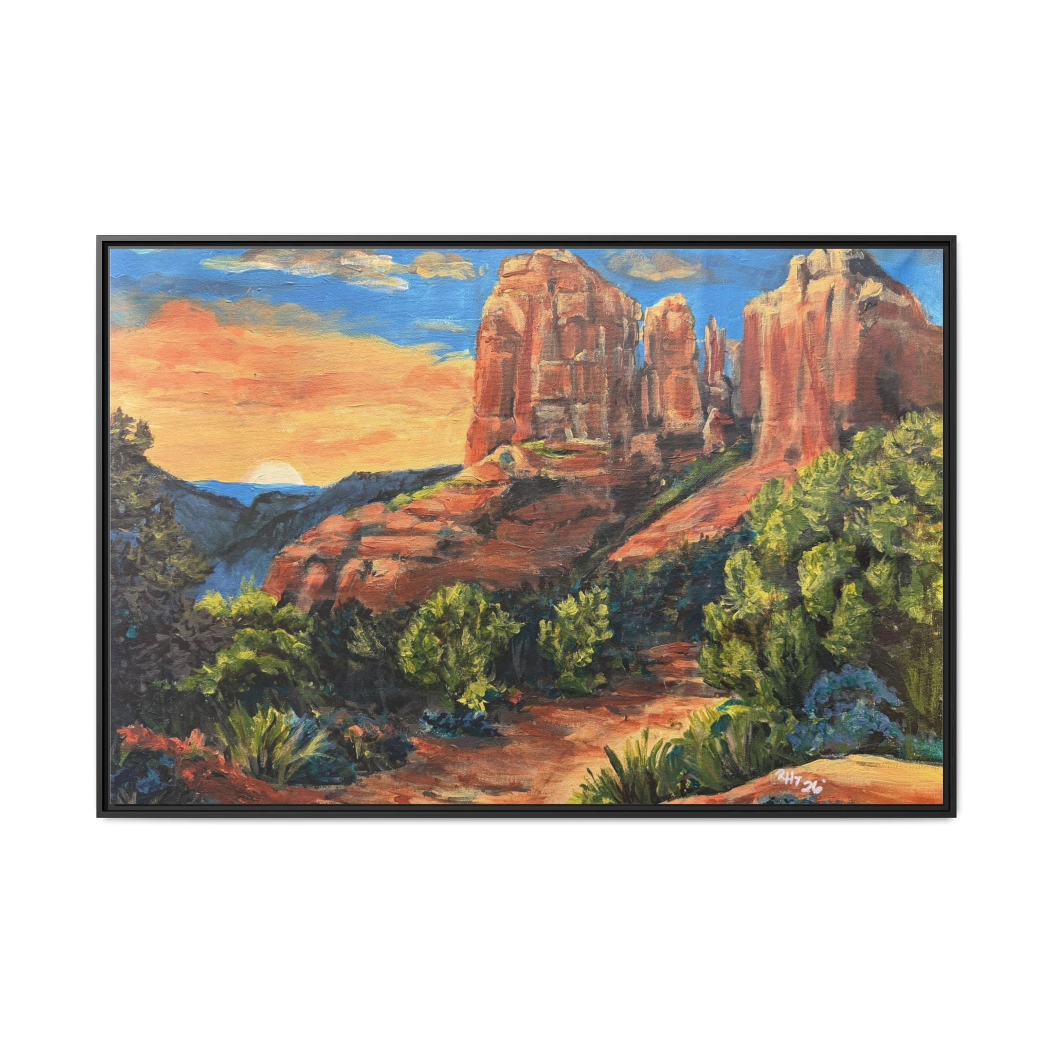 Framed Matte Canvas Desert Path Landscape Wall Art Print of Original