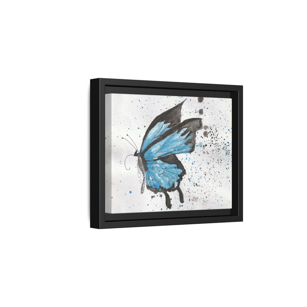Blue Watercolor Butterfly Matte Canvas Print (Framed)