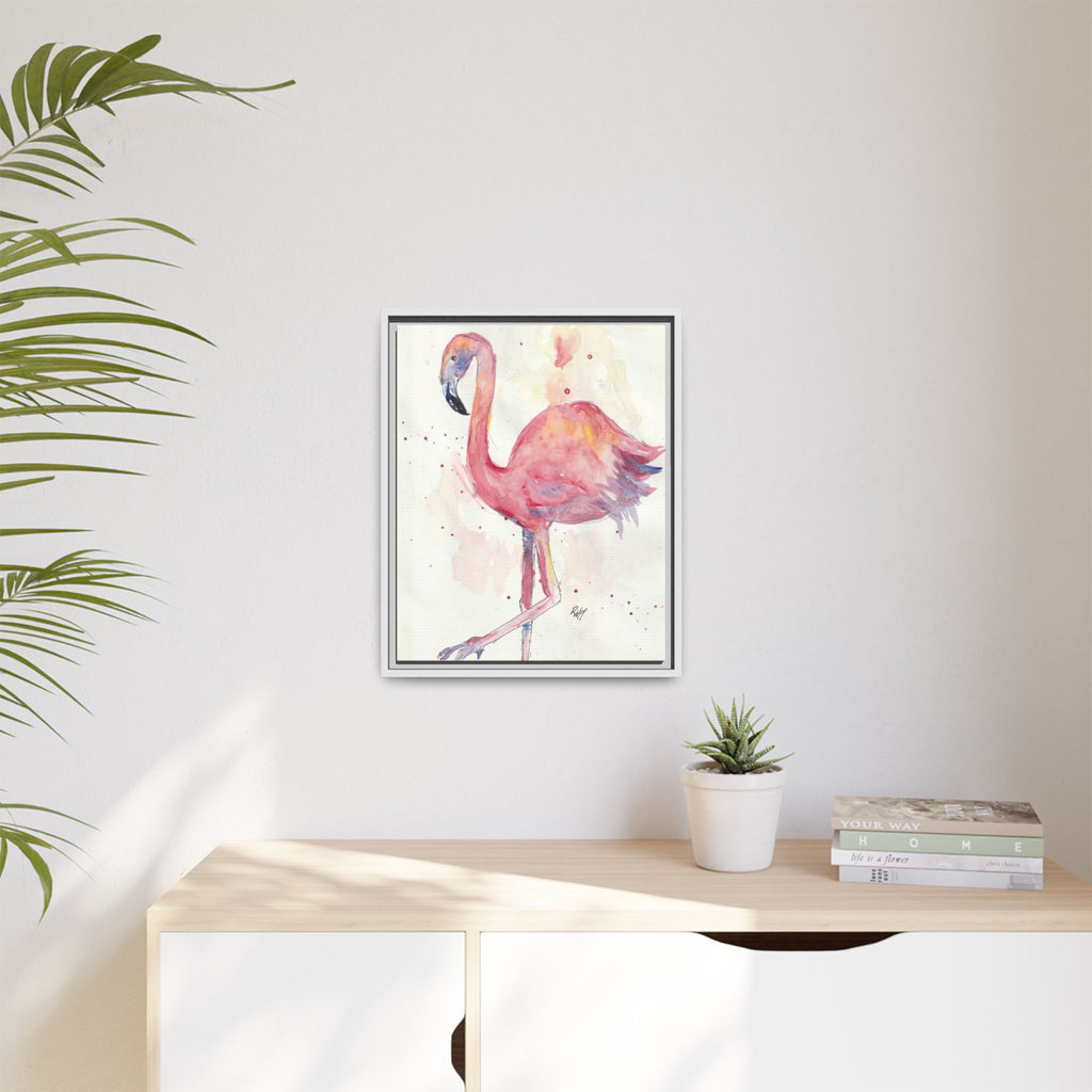 Watercolor Flamingo Dance Matte Canvas Framed Art Print of Original