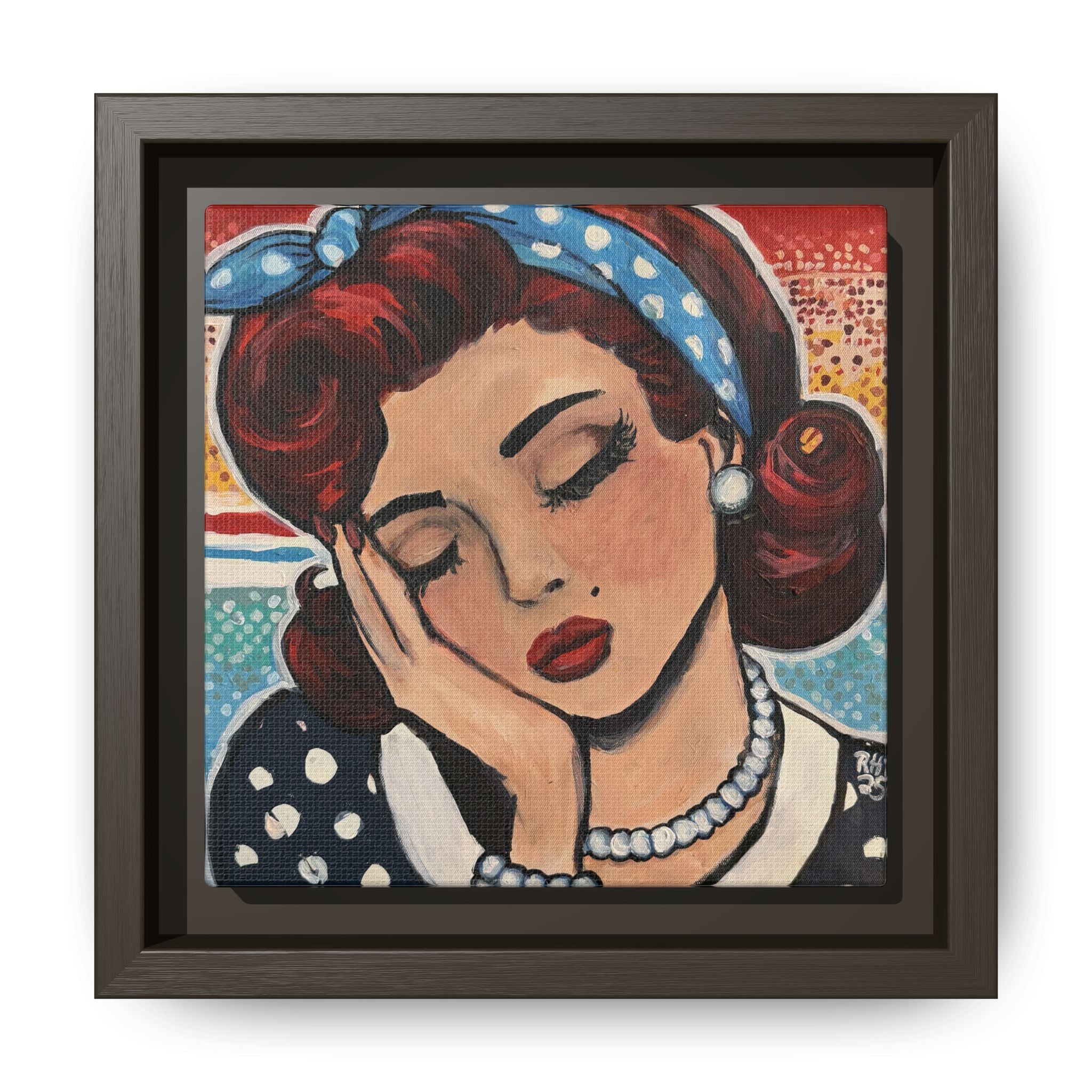 Retro Pop Art Portrait Canvas Print of Original "Oh My" — Framed Matte Wall Art