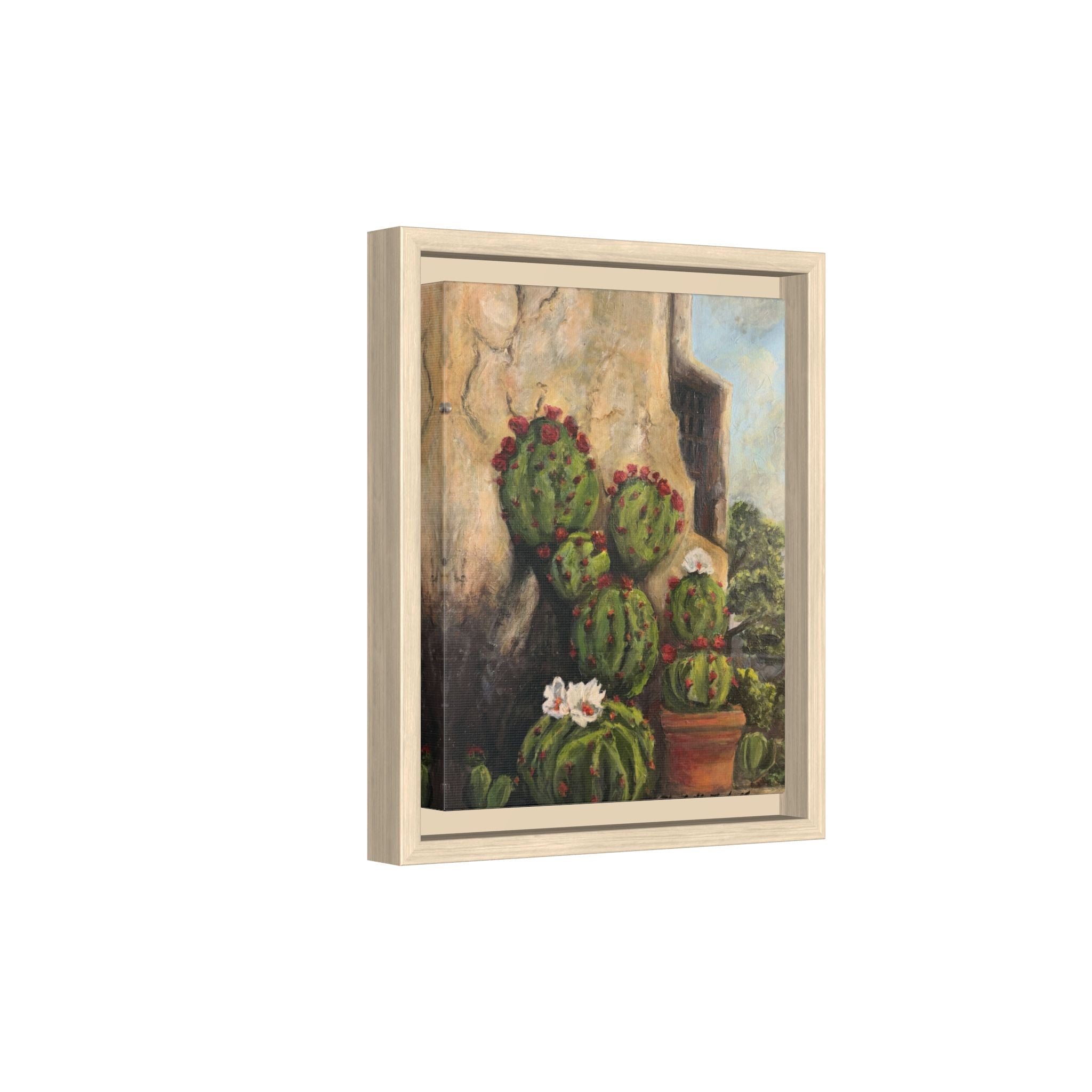 Matte Canvas Print of Original Desert Bloom, Framed (Multi-color)