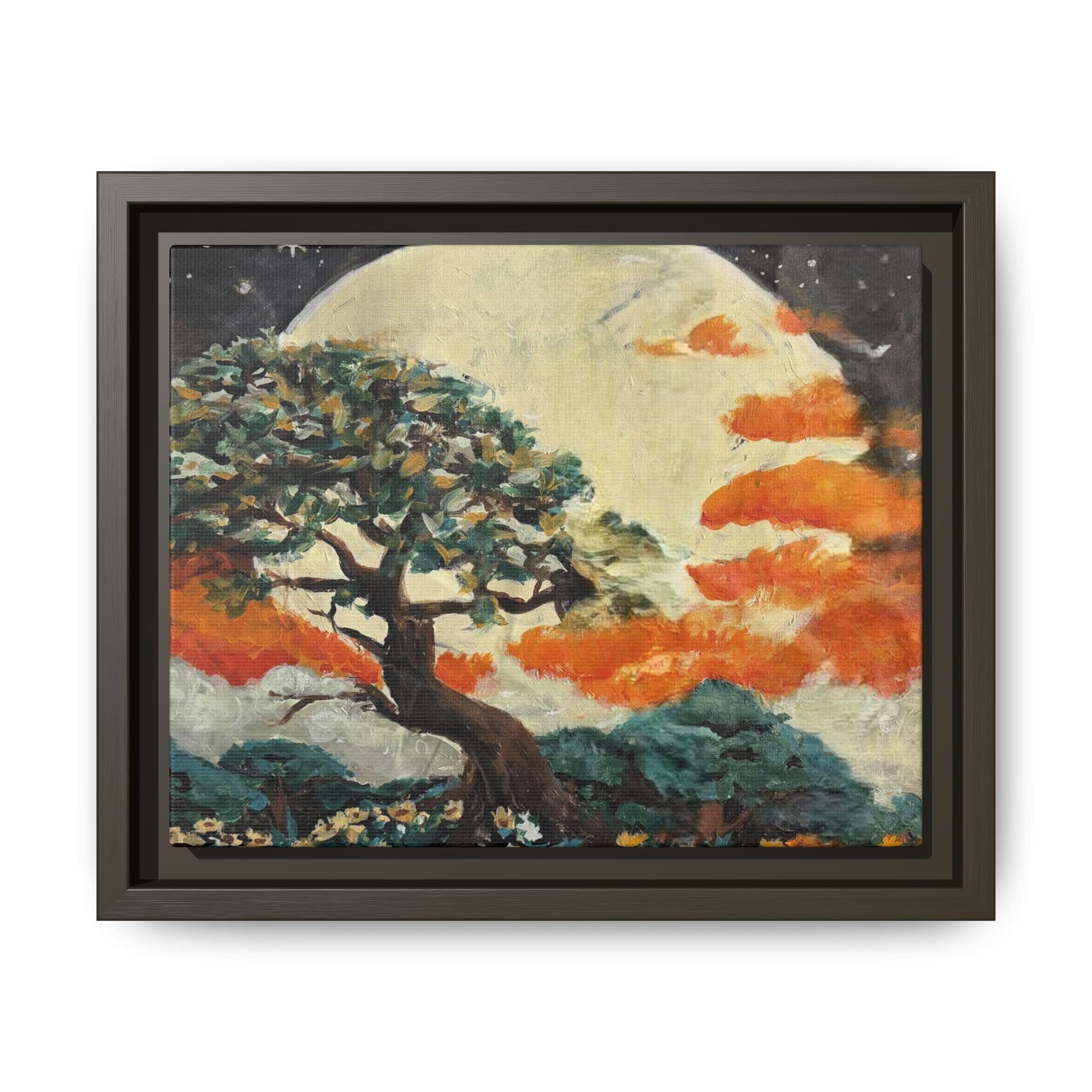 Framed Matte Canvas Print of Original — Lunar Glow Landscape Wall Art