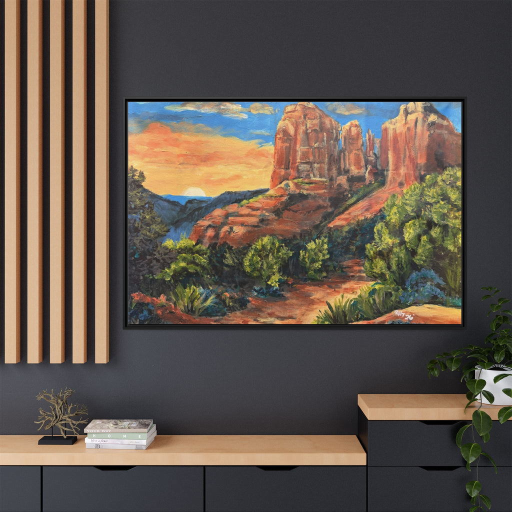 Framed Matte Canvas Desert Path Landscape Wall Art Print of Original