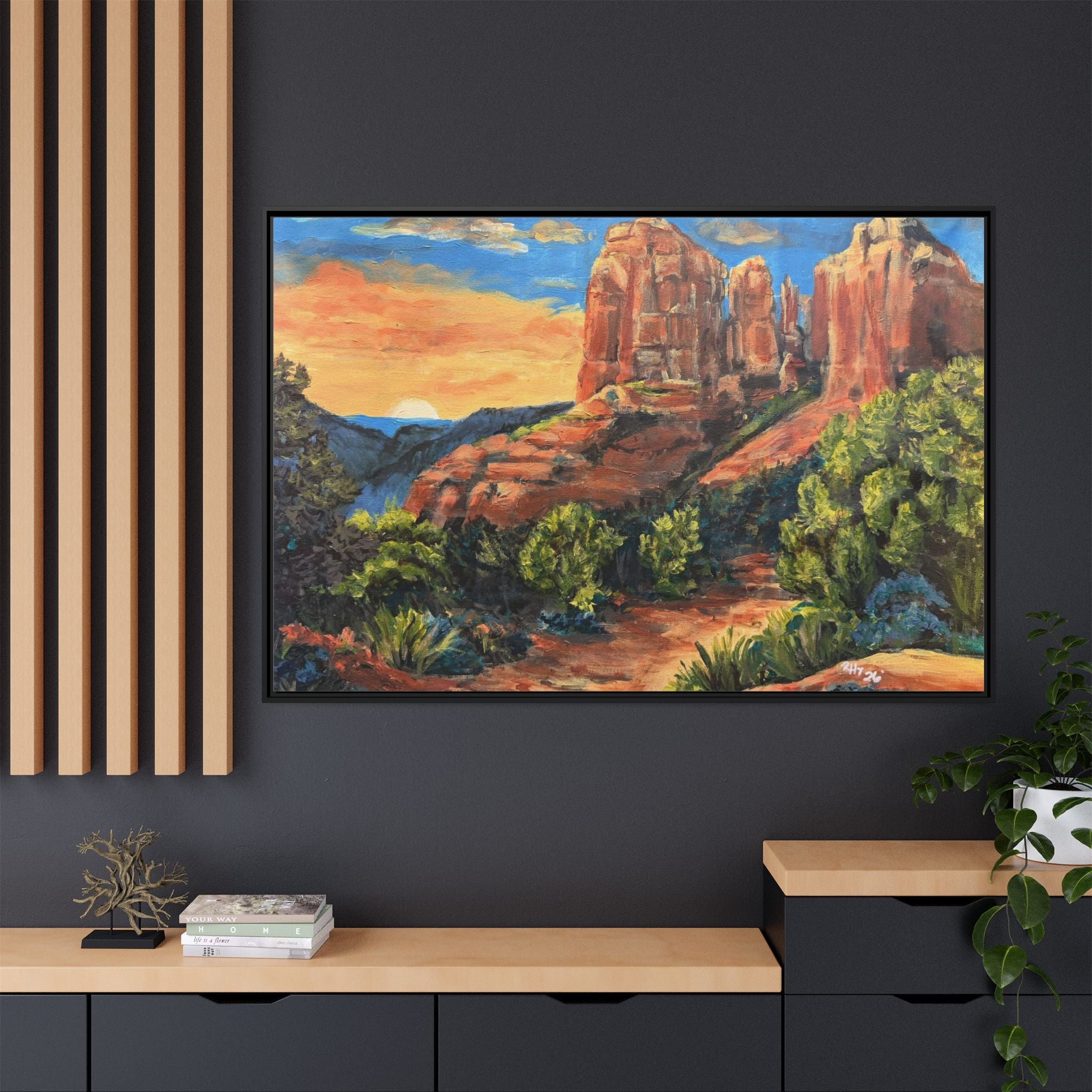 Framed Matte Canvas Desert Path Landscape Wall Art Print of Original