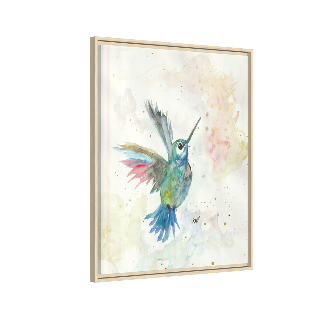 Higher Hummingbird Watercolor Framed Canvas Print of Original — Multicolor Matte Wall Art