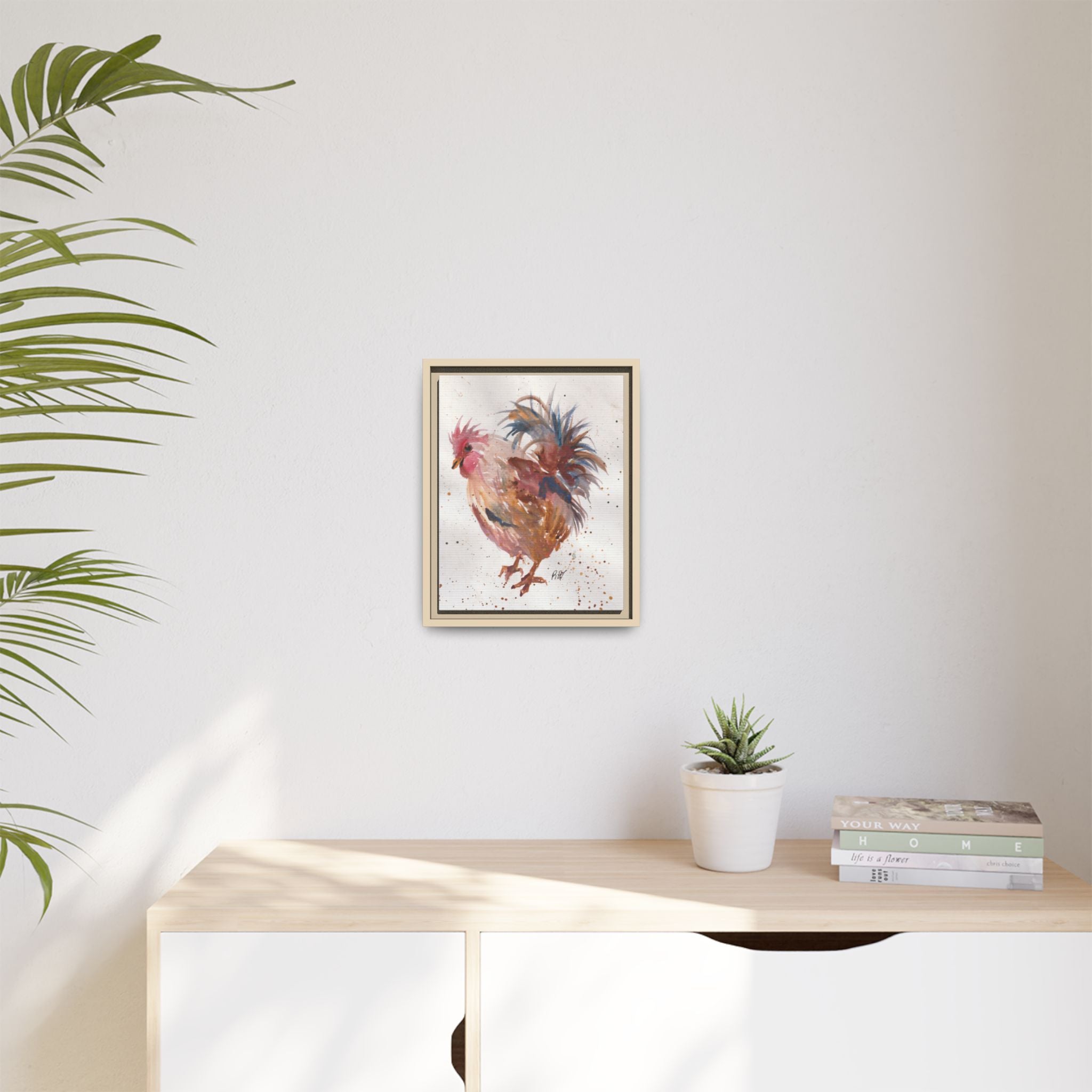Watercolor Matte Canvas Print of Original Henrietta — Framed Farmhouse Wall Art