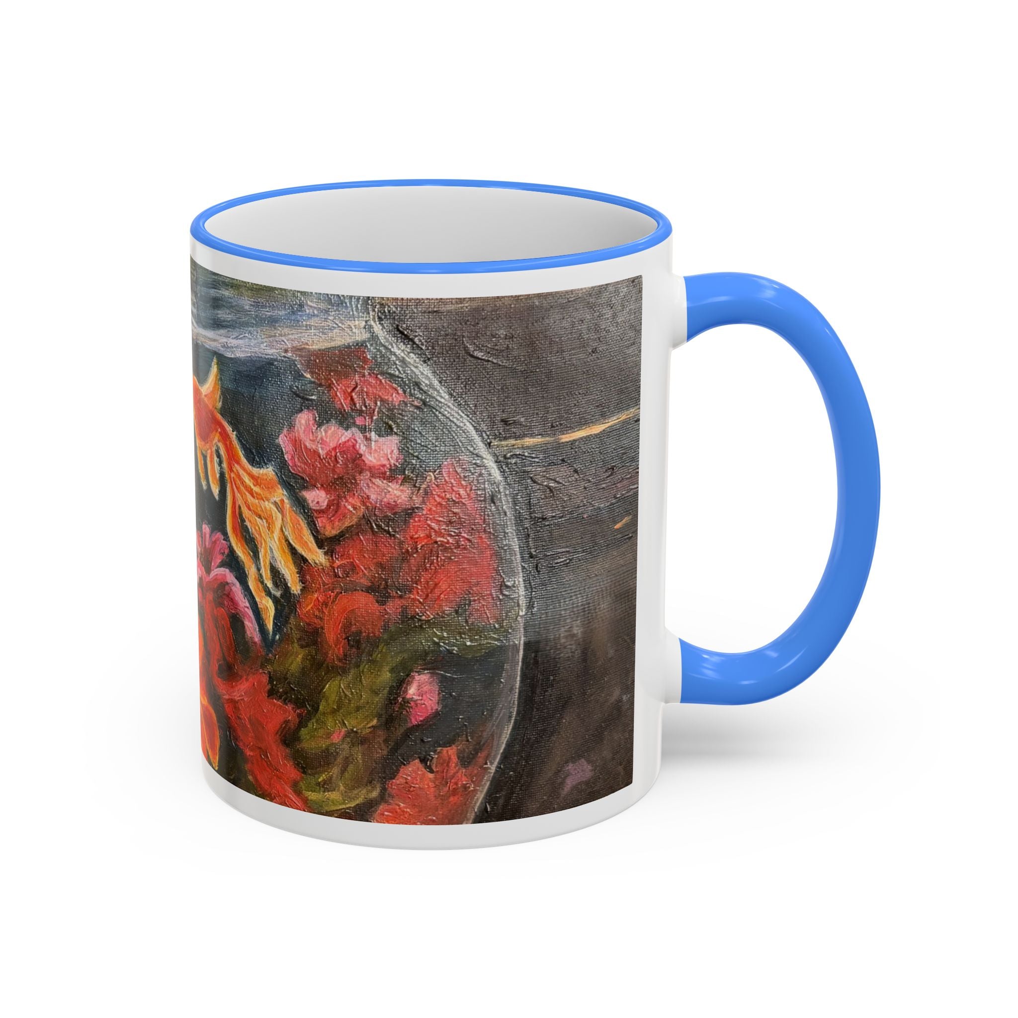 Koi Pond Accent Rim Mug – Artistic Goldfish Ceramic Coffee Cup (11oz/15oz)