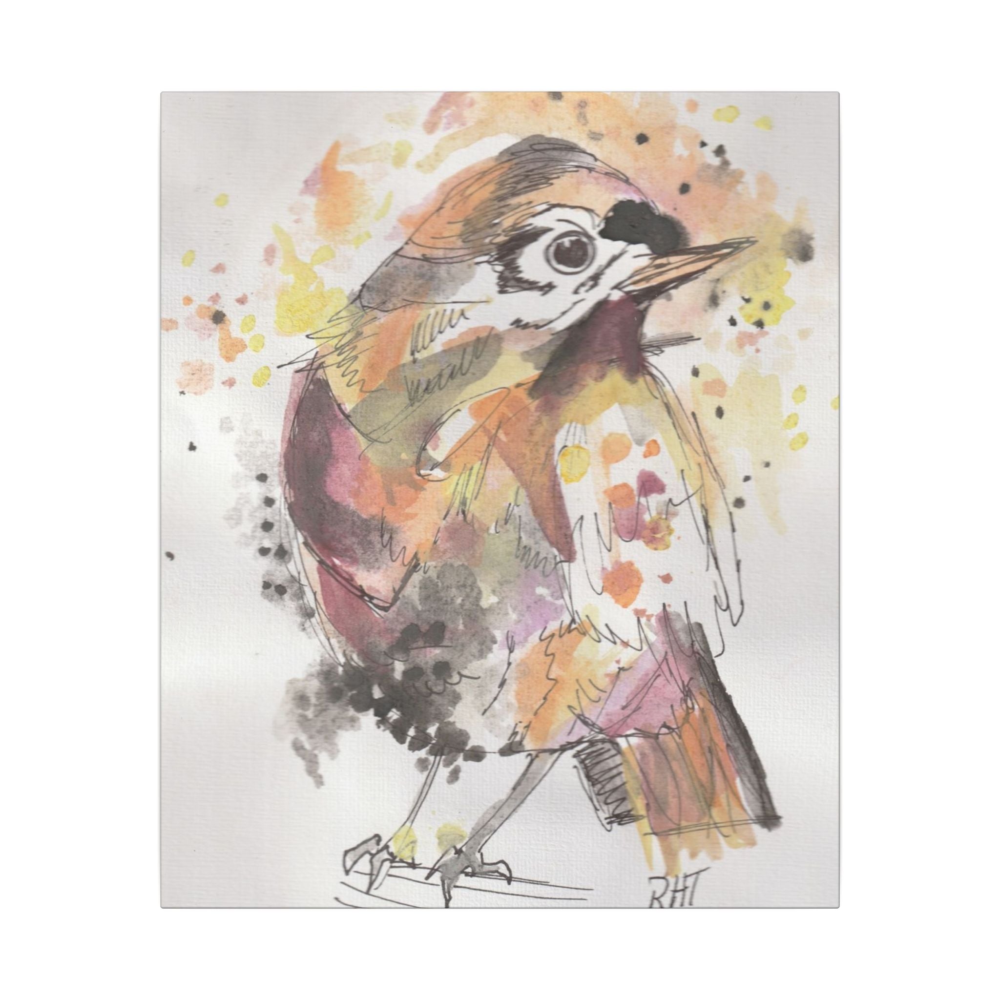 Carolina Wren Canvas Print of Original— Colorful Songbird Wall Art