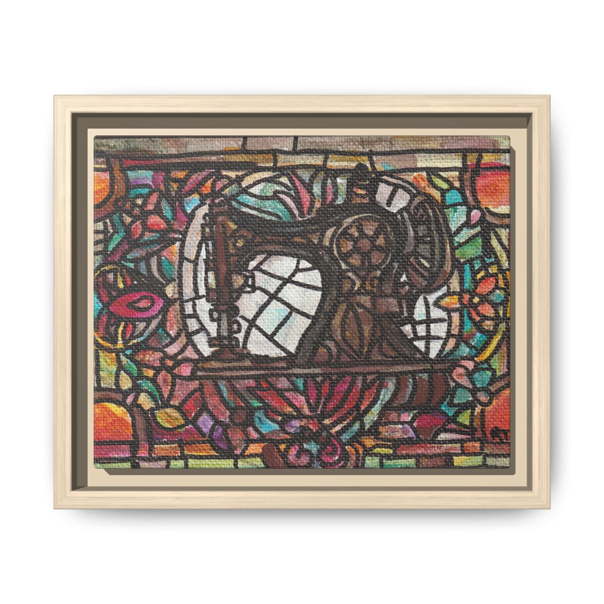 Framed Sewing Machine Stained-Glass Canvas Print of Original Great Grandma's Sewing Machine