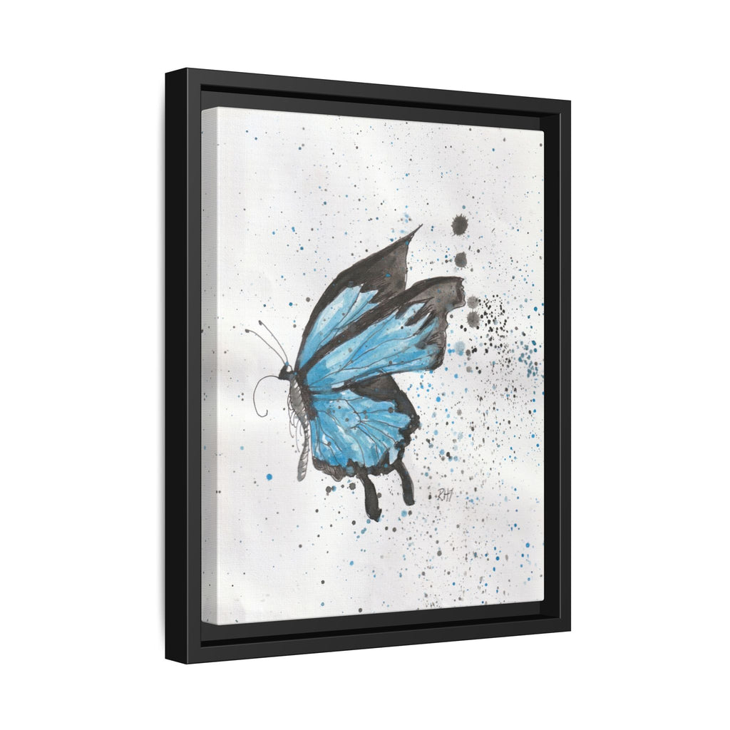 Blue Watercolor Butterfly Matte Canvas Print (Framed)
