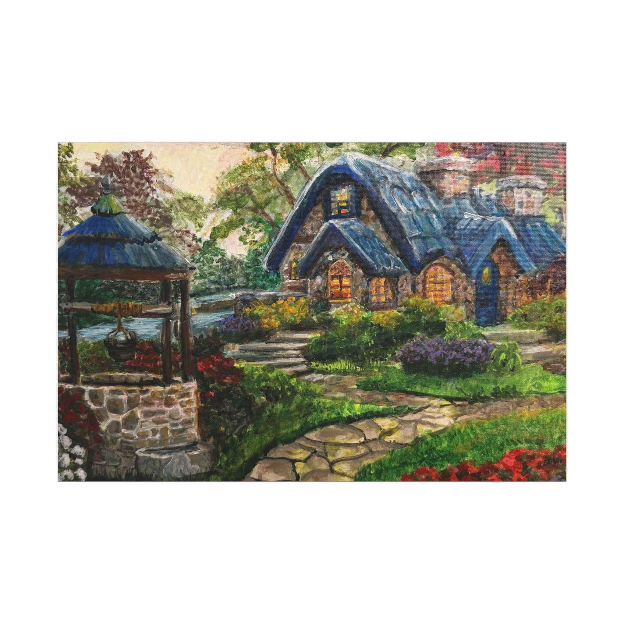 Cottage Well Matte Canvas Wall Art Print of Original— Stretched Home Décor