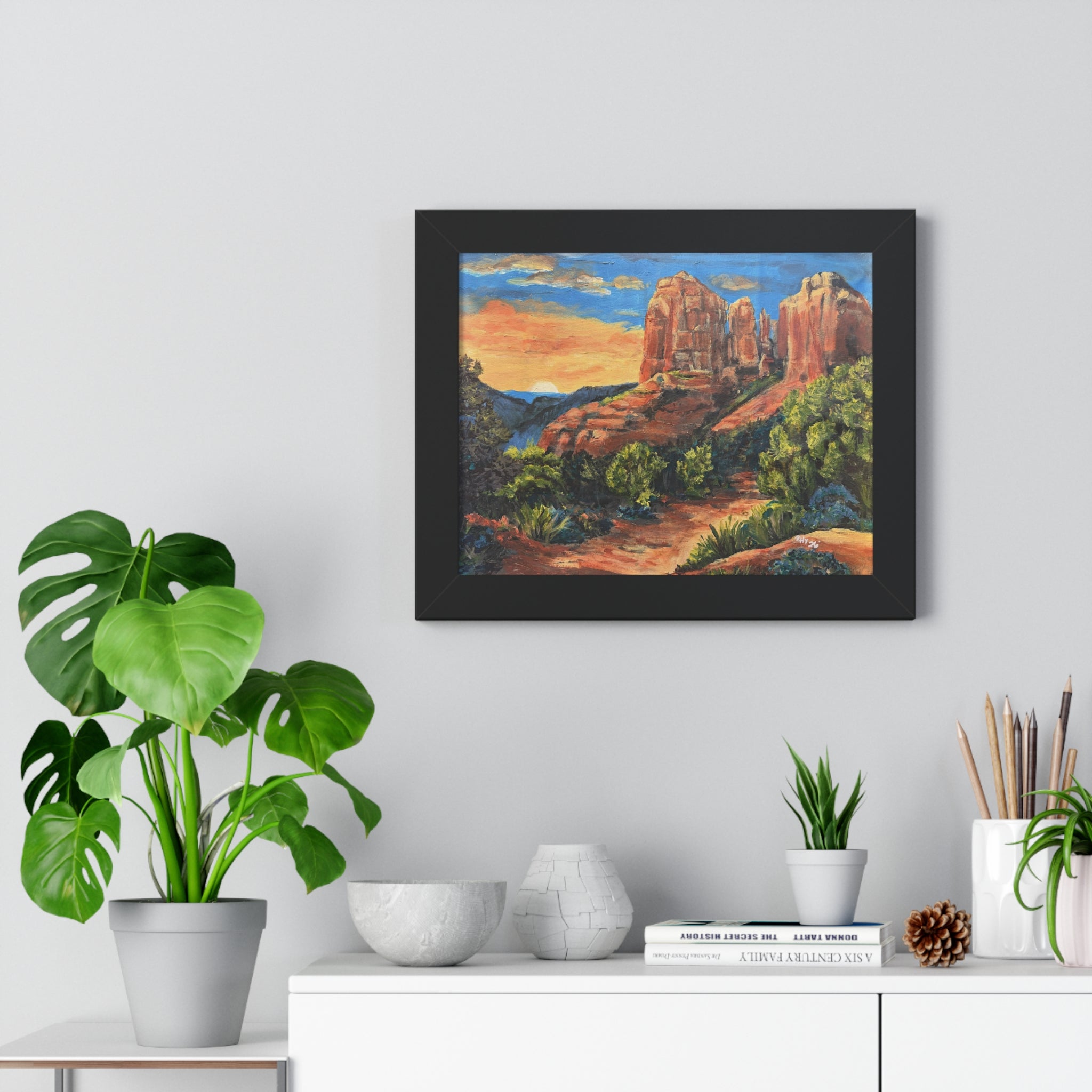 Framed Poster - Sedona Red Rock Landscape Art Print (Horizontal)