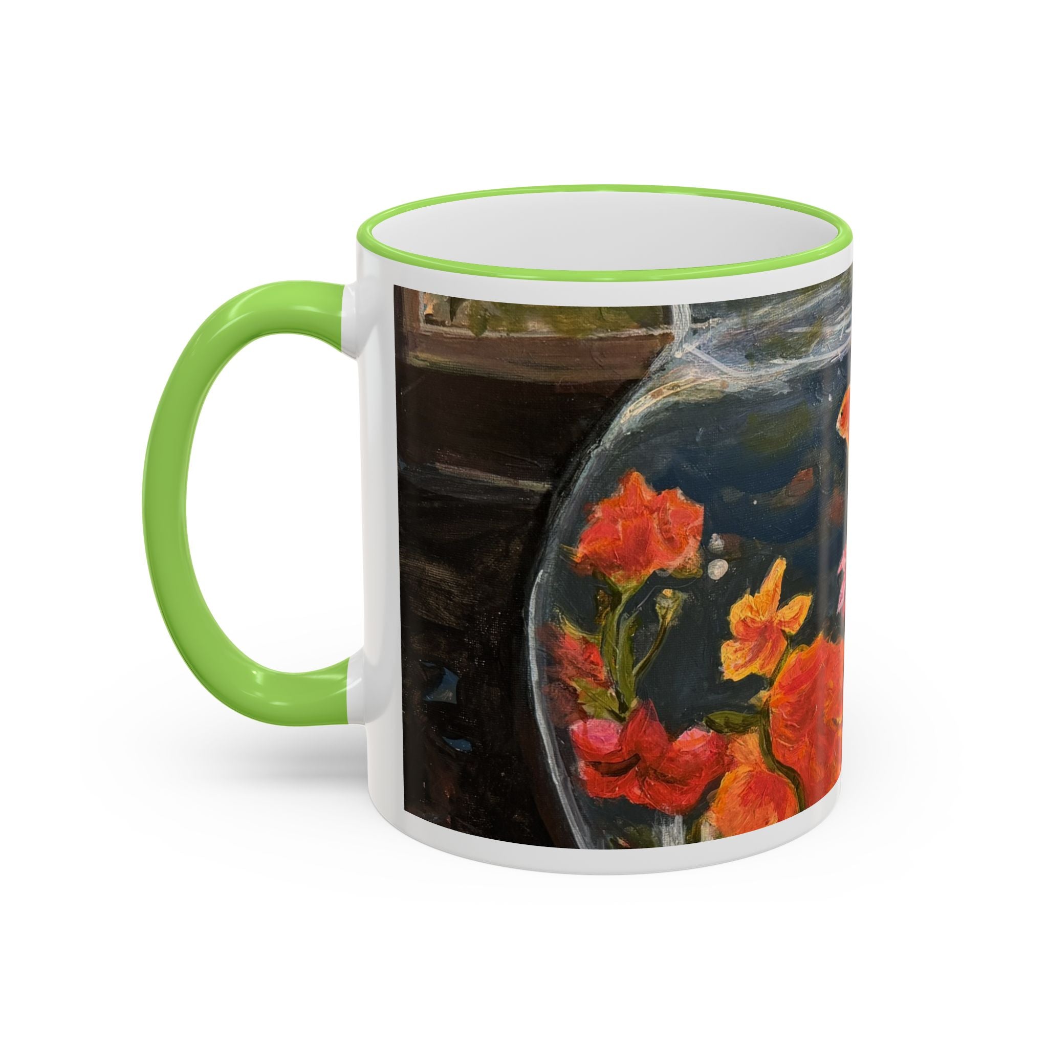 Koi Pond Accent Rim Mug – Artistic Goldfish Ceramic Coffee Cup (11oz/15oz)