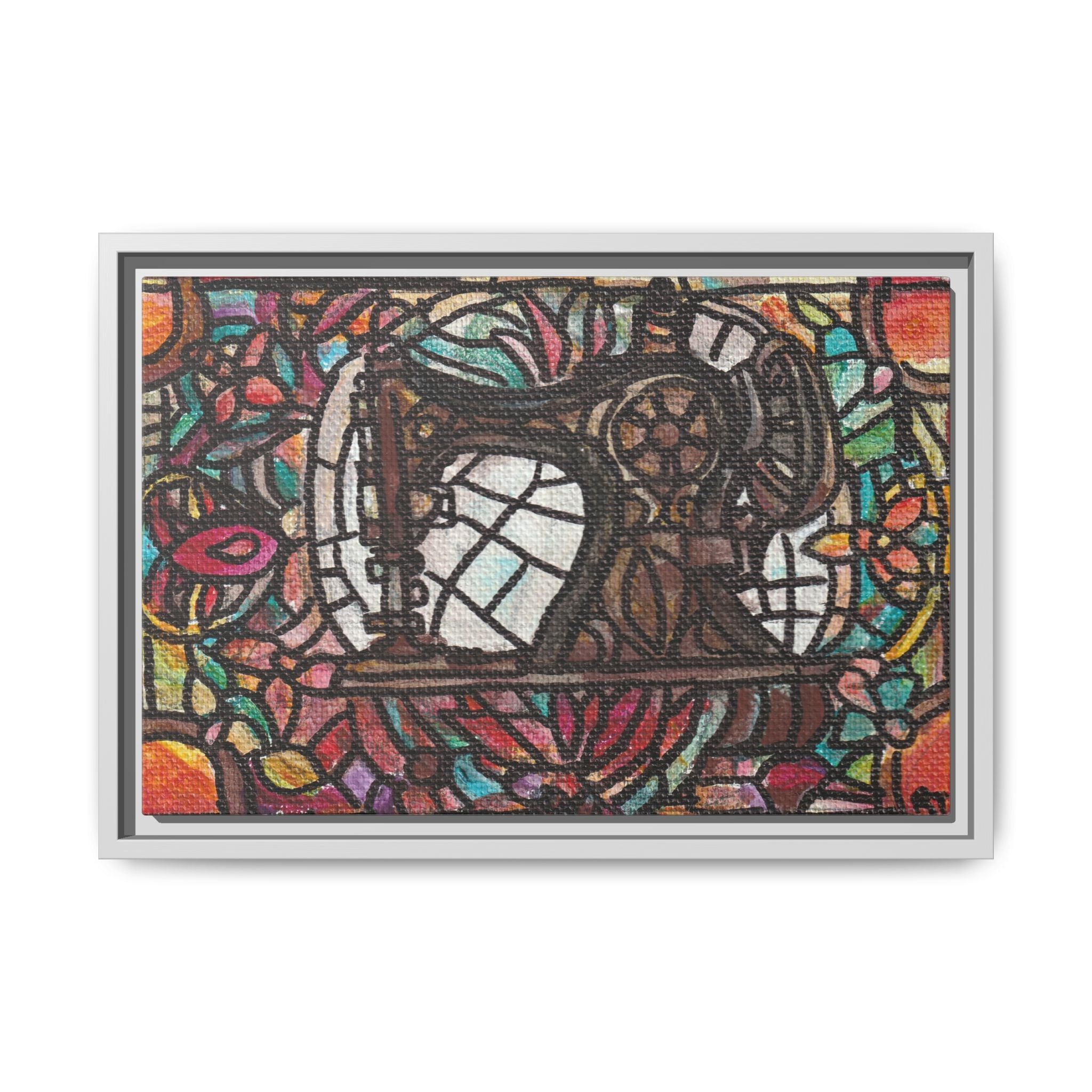 Framed Sewing Machine Stained-Glass Canvas Print of Original Great Grandma's Sewing Machine