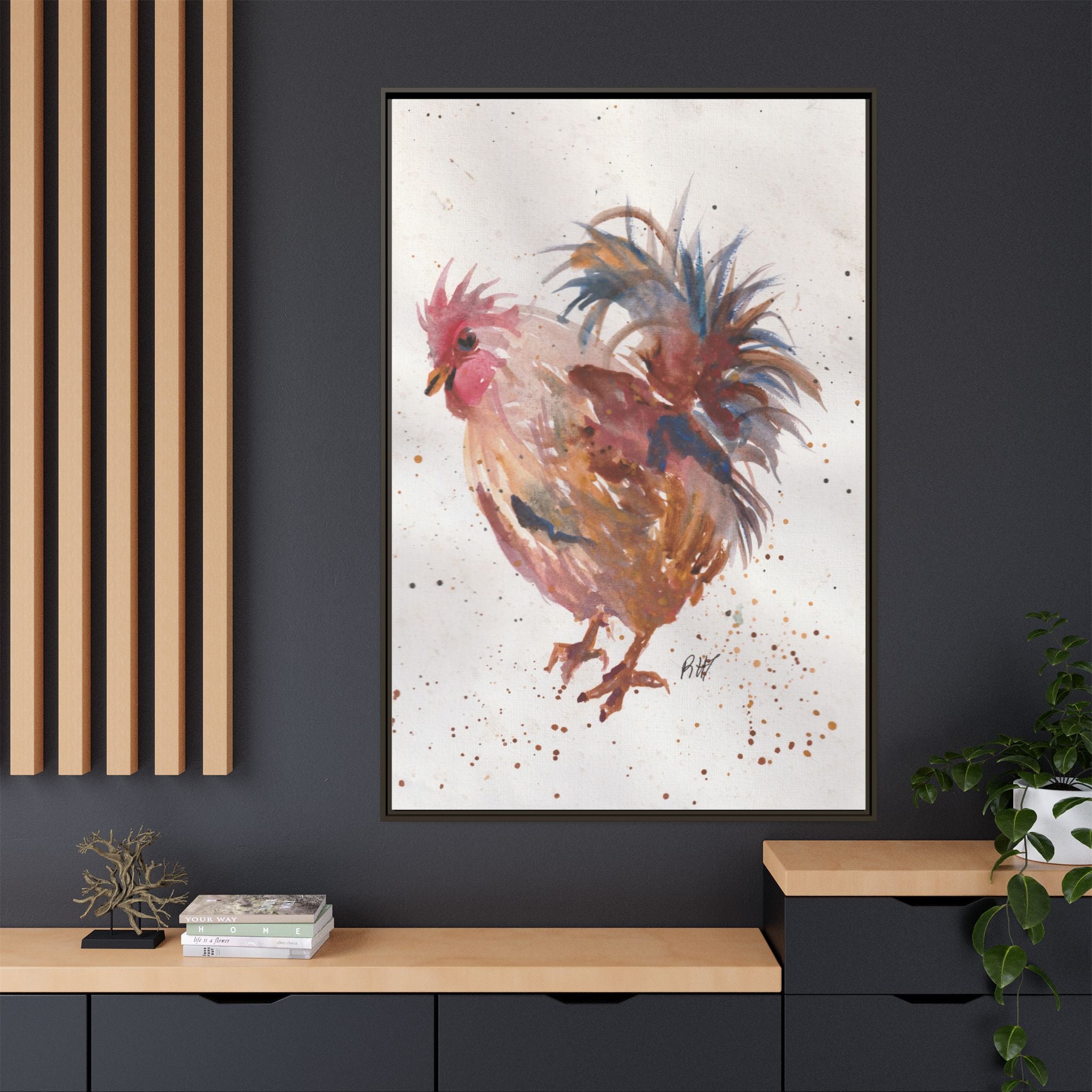 Watercolor Matte Canvas Print of Original Henrietta — Framed Farmhouse Wall Art