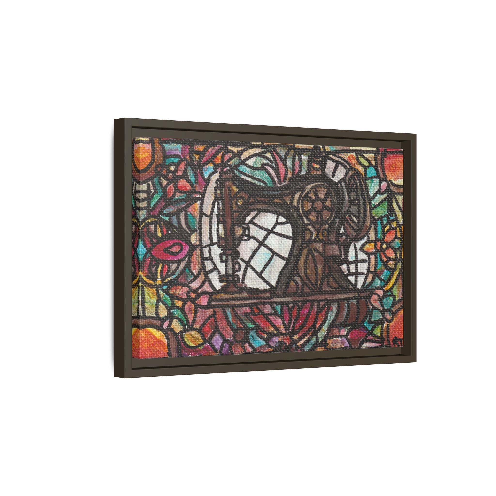 Framed Sewing Machine Stained-Glass Canvas Print of Original Great Grandma's Sewing Machine