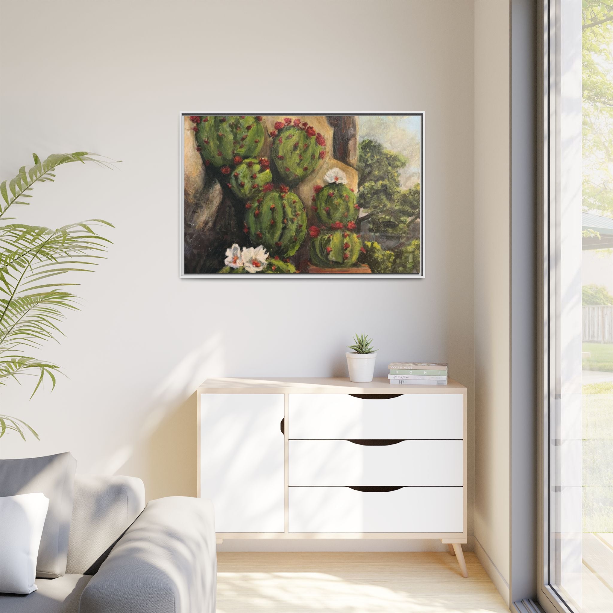 Matte Canvas Print of Original Desert Bloom, Framed (Multi-color)