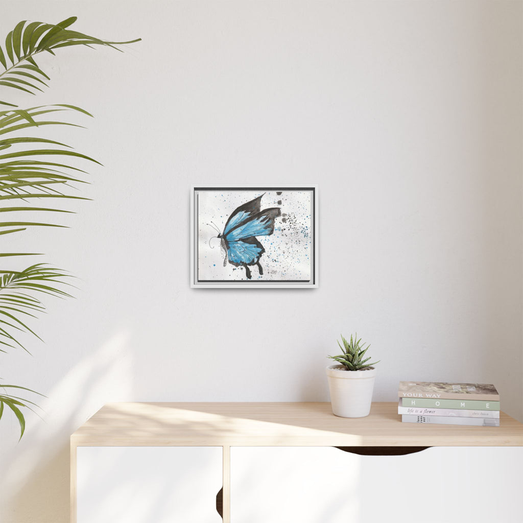 Blue Watercolor Butterfly Matte Canvas Print (Framed)