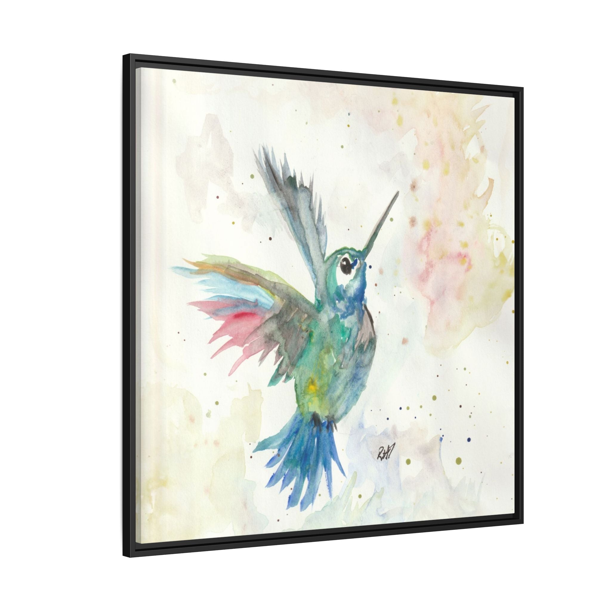 Higher Hummingbird Watercolor Framed Canvas Print of Original — Multicolor Matte Wall Art
