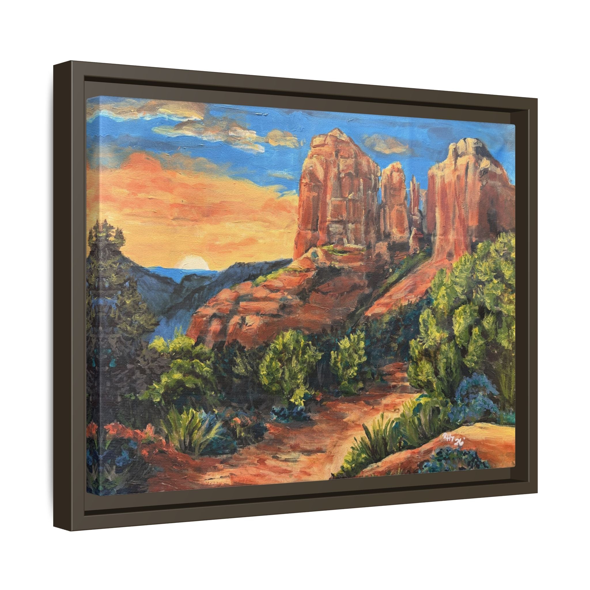 Framed Matte Canvas Desert Path Landscape Wall Art Print of Original