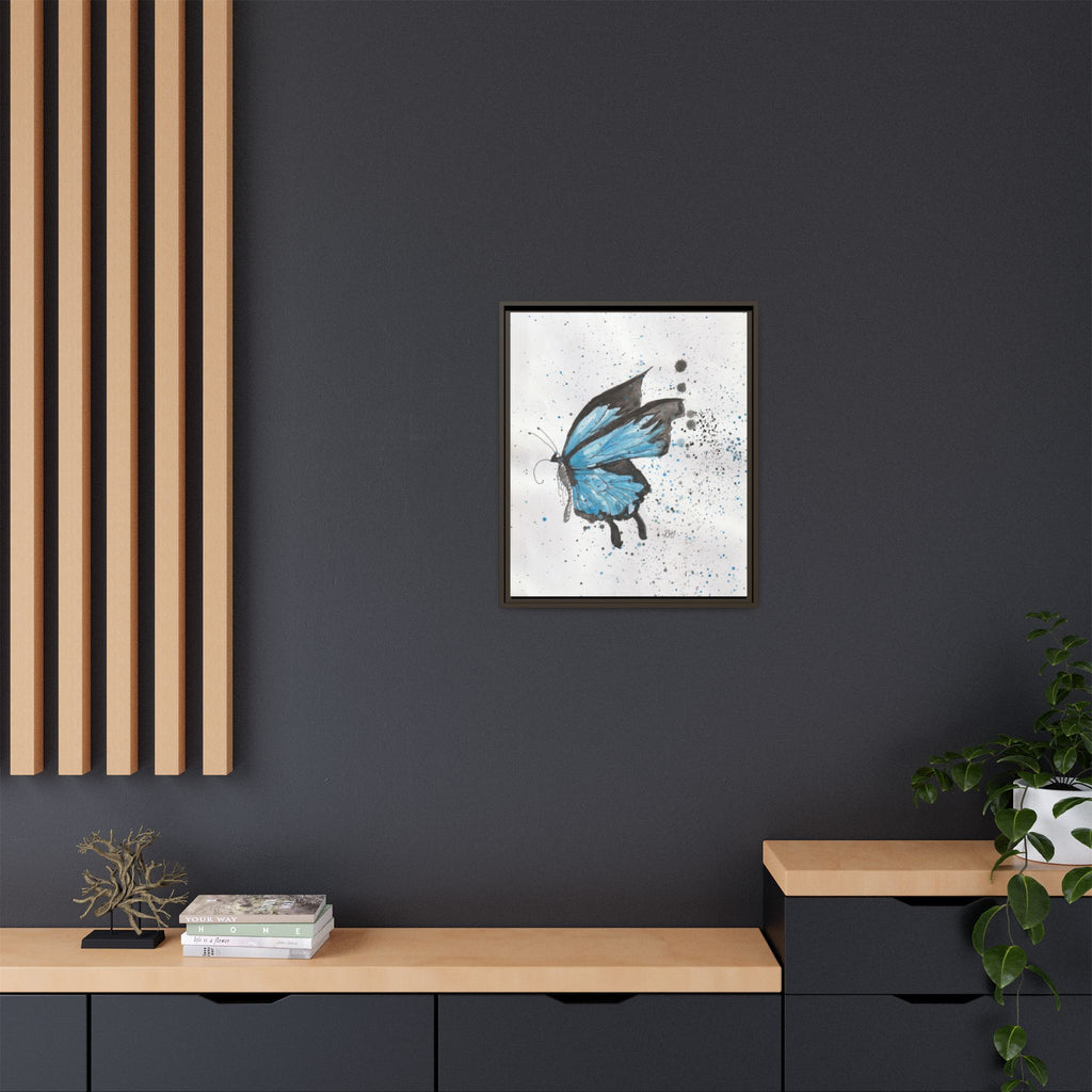 Blue Watercolor Butterfly Matte Canvas Print (Framed)