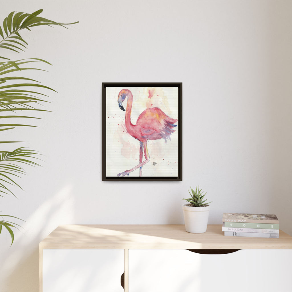 Watercolor Flamingo Dance Matte Canvas Framed Art Print of Original