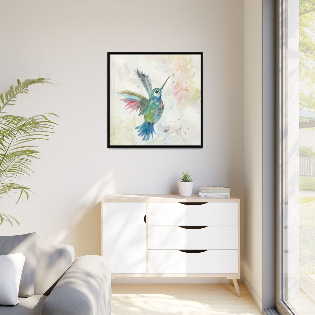 Higher Hummingbird Watercolor Framed Canvas Print of Original — Multicolor Matte Wall Art