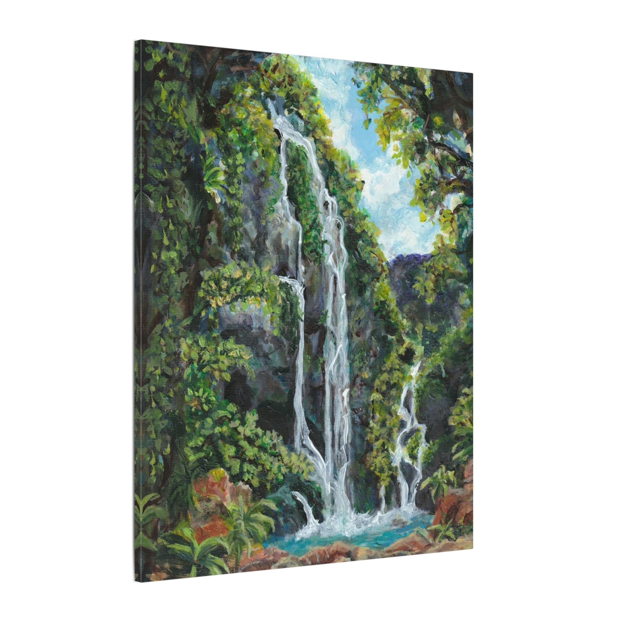 Hidden Falls Canvas Wall Art — Tropical Forest Matte Stretched Print of Original