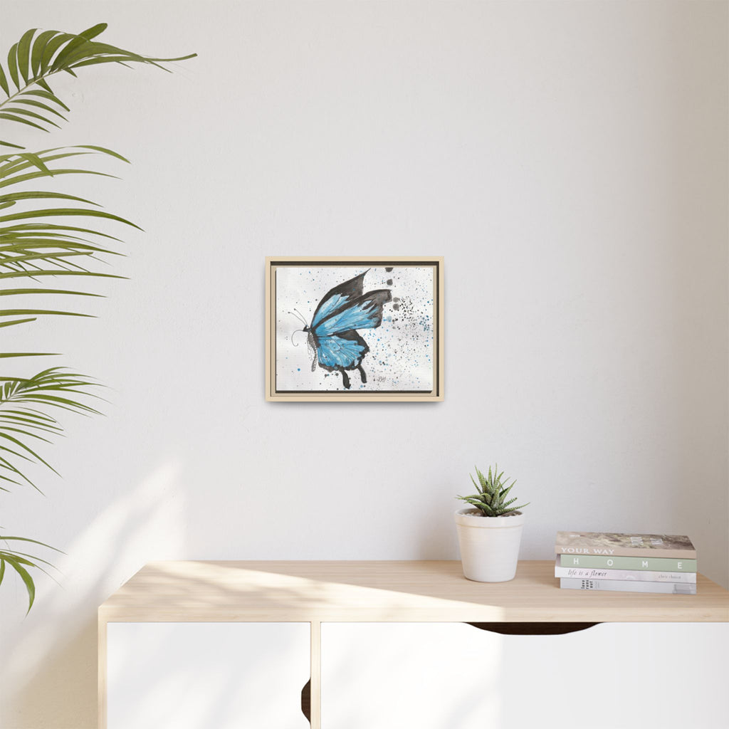 Blue Watercolor Butterfly Matte Canvas Print (Framed)