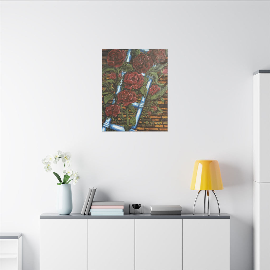 Climbing Roses Canvas Wall Art Print of Original- Stretched Matte Floral Painting