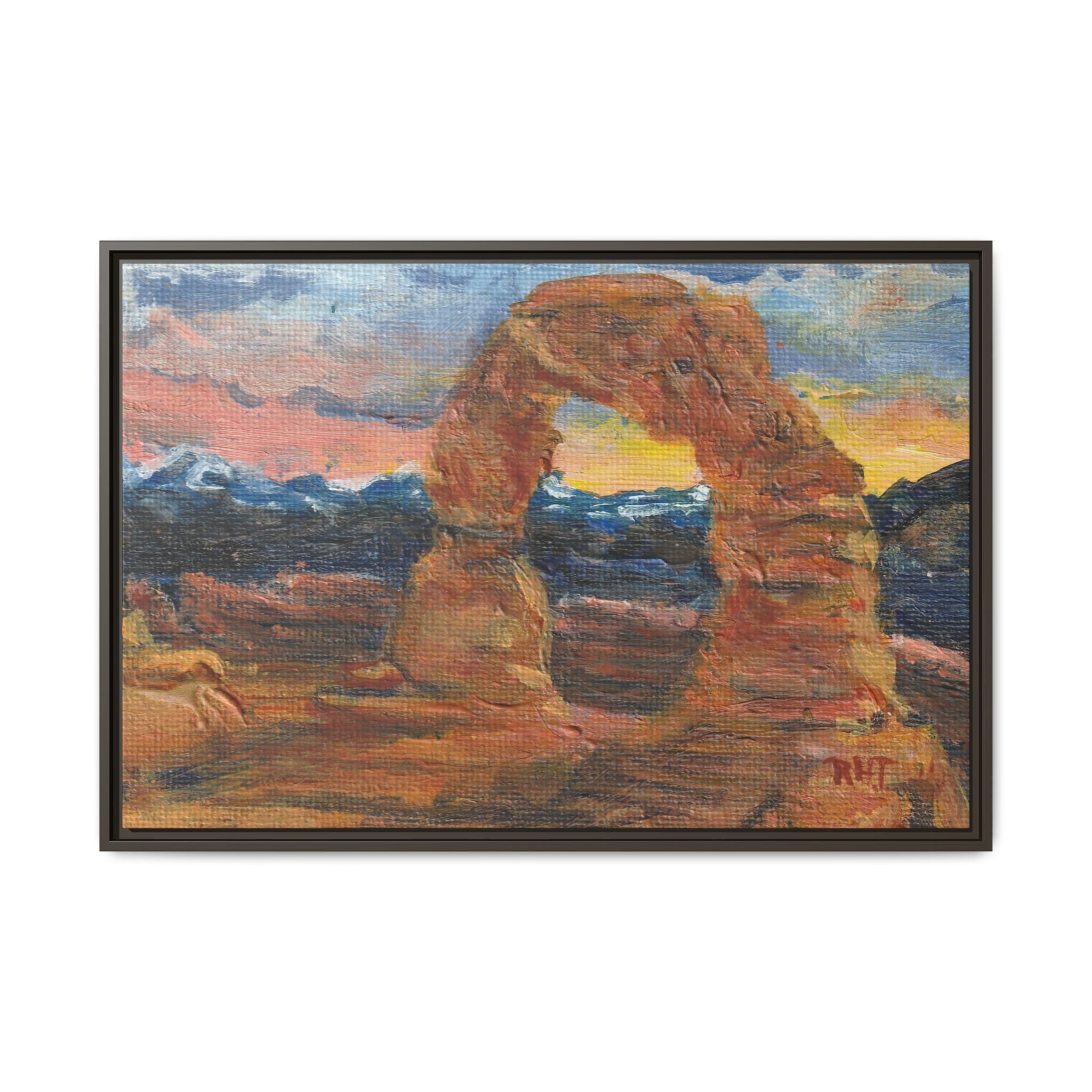 Print of Original Arches - Desert Arch Sunset Matte Canvas Framed Wall Art