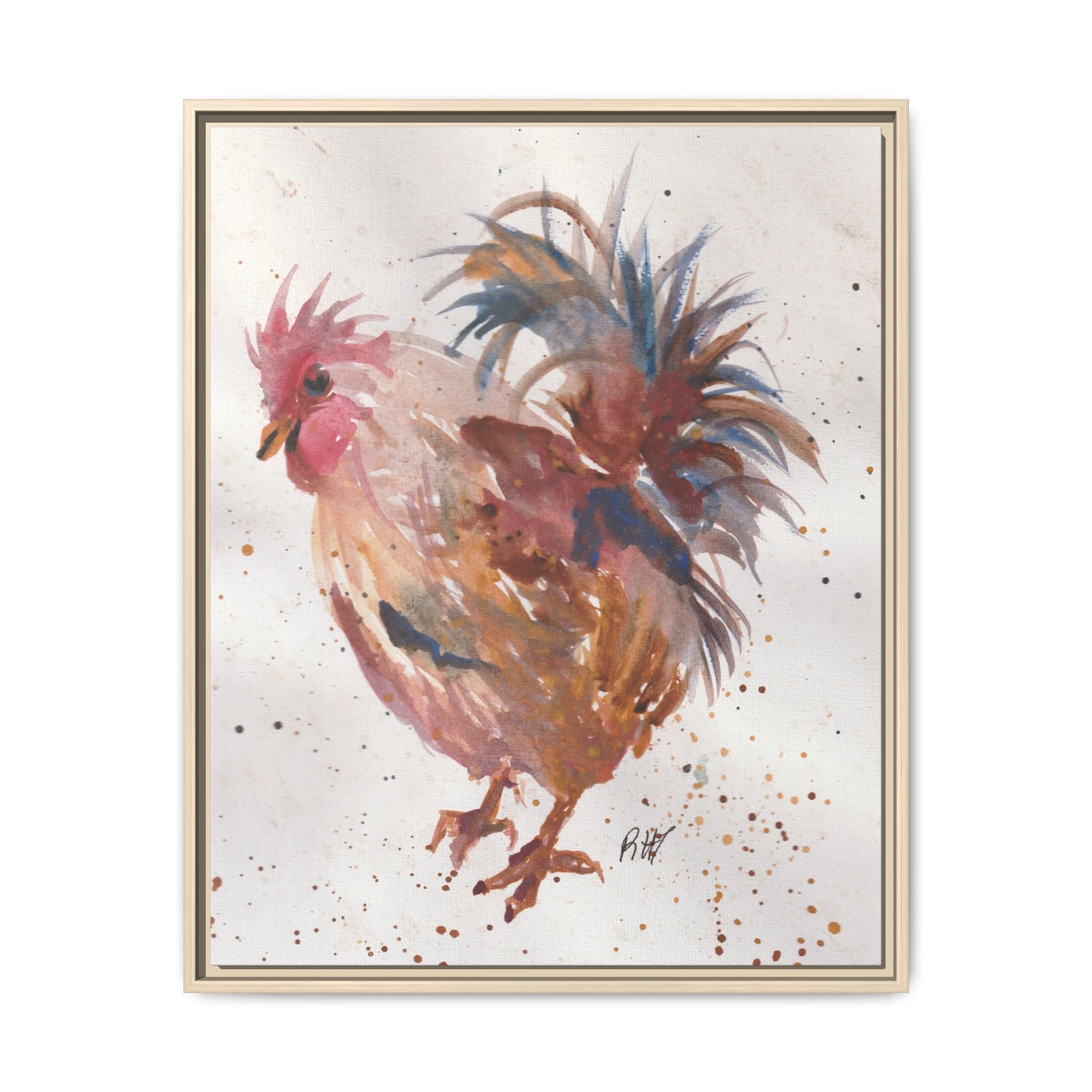 Watercolor Matte Canvas Print of Original Henrietta — Framed Farmhouse Wall Art