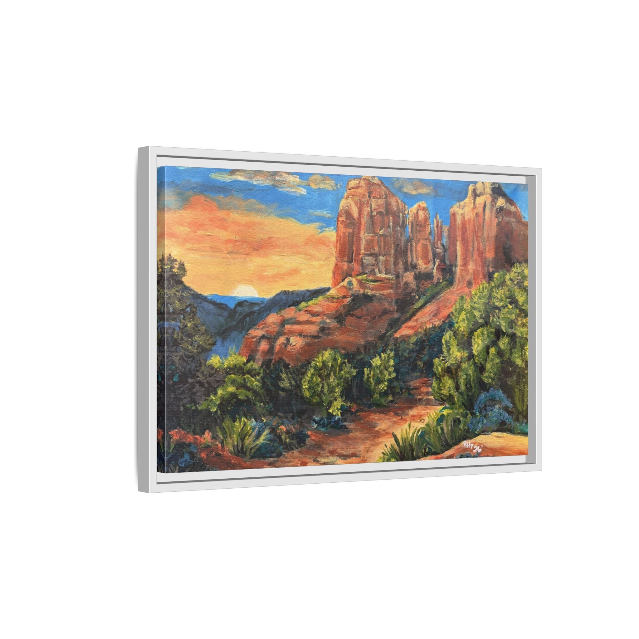 Framed Matte Canvas Desert Path Landscape Wall Art Print of Original
