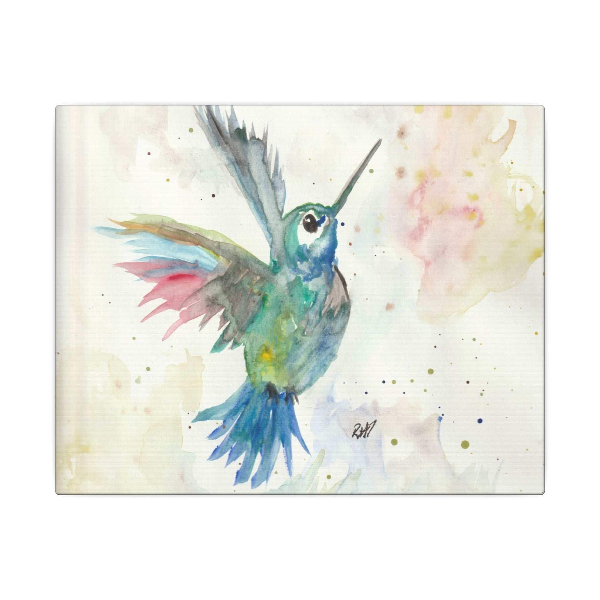 Higher Hummingbird Watercolor Canvas Art of Original Print - Stretched Matte Wall Decor