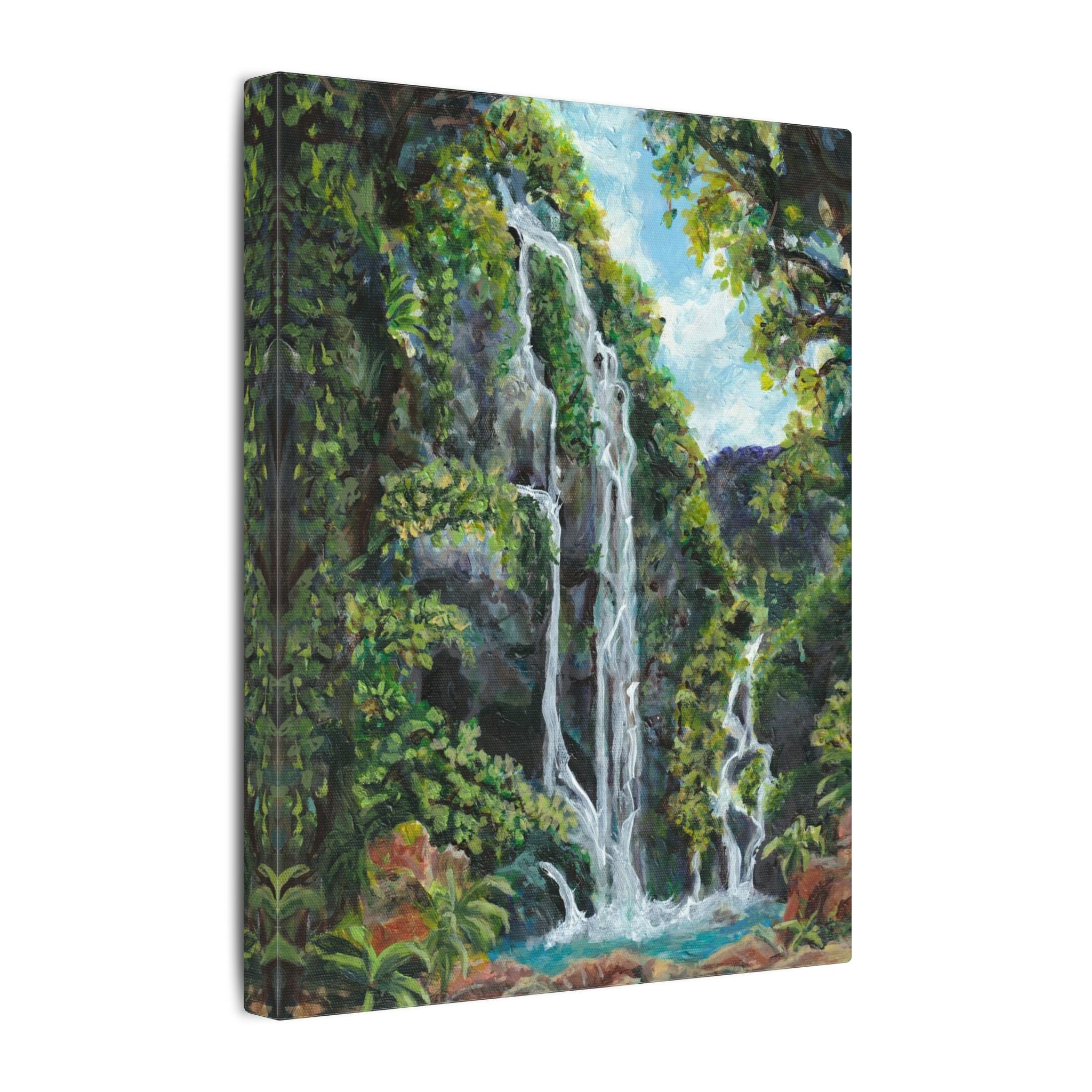 Hidden Falls Canvas Wall Art — Tropical Forest Matte Stretched Print of Original