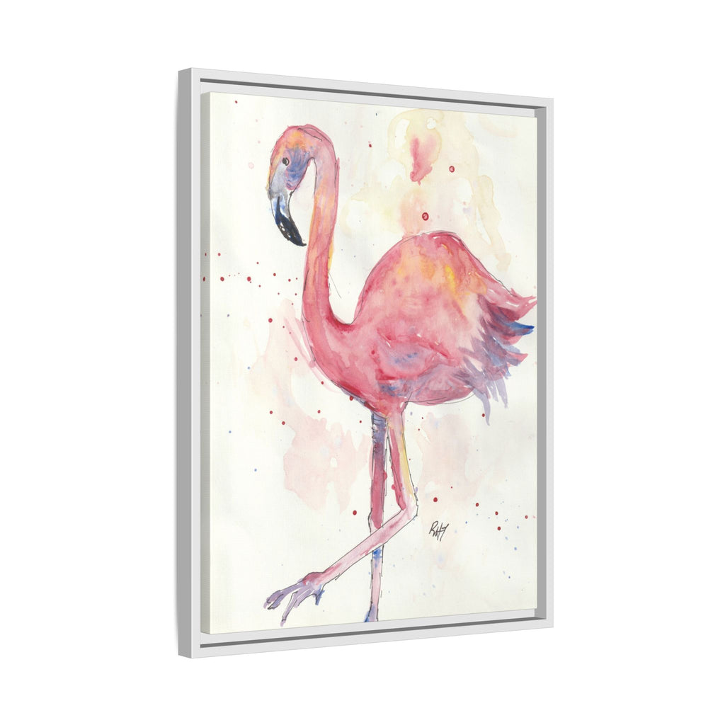 Watercolor Flamingo Dance Matte Canvas Framed Art Print of Original