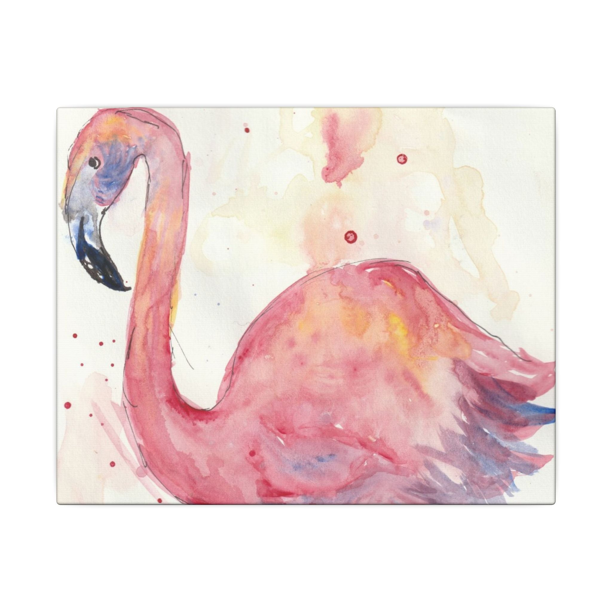 Watercolor Flamingo Dance Canvas Art Print of Original - Stretched Matte Wall Decor