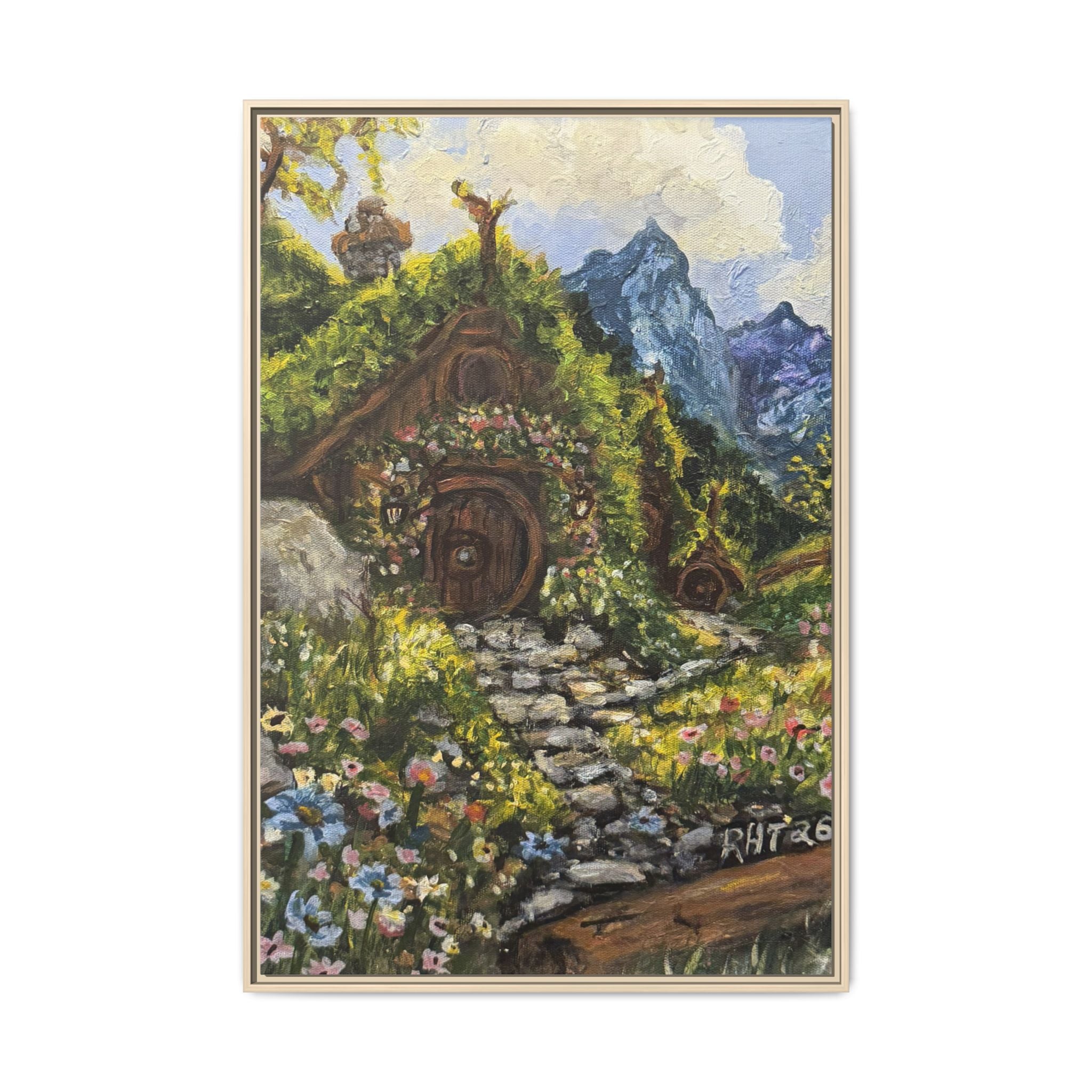 Framed Matte Canvas Print of Original– Home On The Shire Landscape Art
