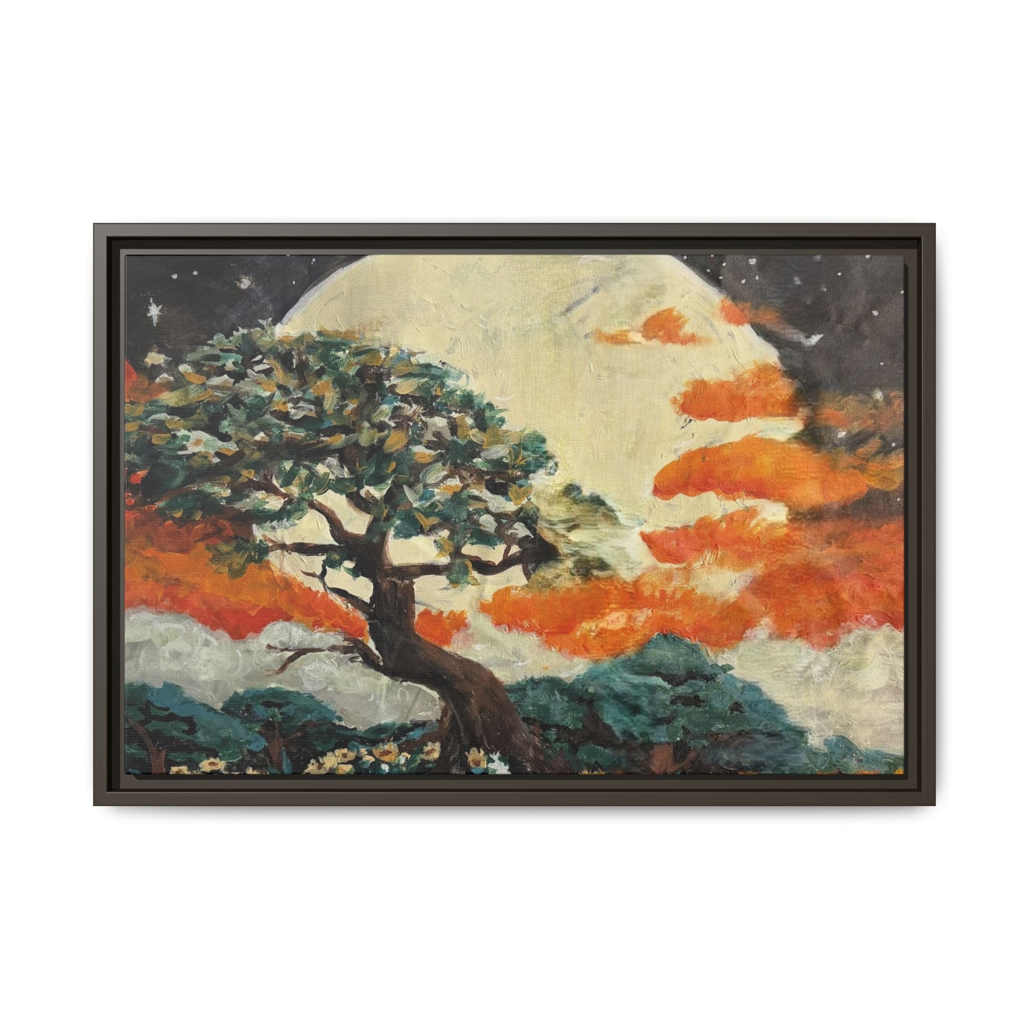 Framed Matte Canvas Print of Original — Lunar Glow Landscape Wall Art